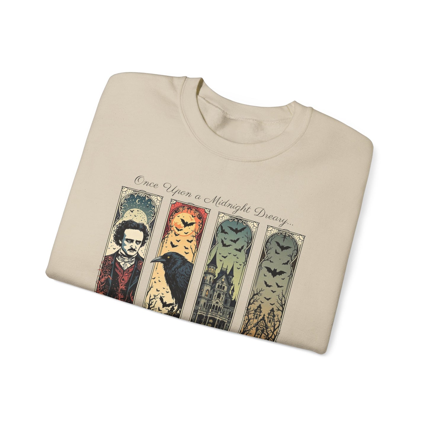 Edgar Allan Poe Sweatshirt The Raven Nevermore Gothic Horror Sweater Dark Academia Macabre Halloween Gift for Book Lovers Birthday Christmas Sweatshirt Printify