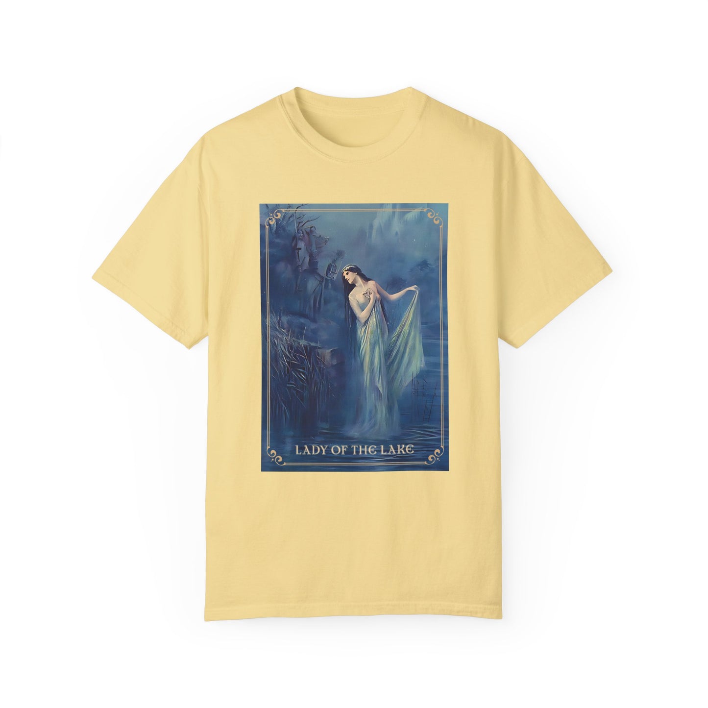 Lady of the Lake Print Unisex T-Shirt Perfect Renfaire Medieval Festival Shirt Mystical Vintage Tee Fairy Tale Merch Fantasy Lover Gifts T-Shirt Printify Butter S