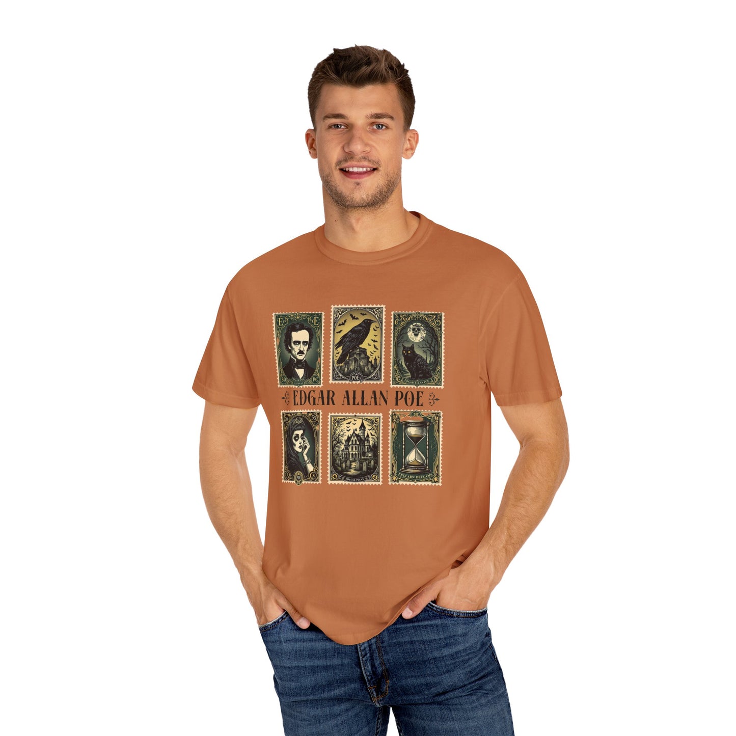 Edgar Allan Poe T-Shirt Gothic Graphic Tee The Raven Nevermore Quote Horror Literature Shirt Dark Academia Aesthetic Halloween Party Gift
