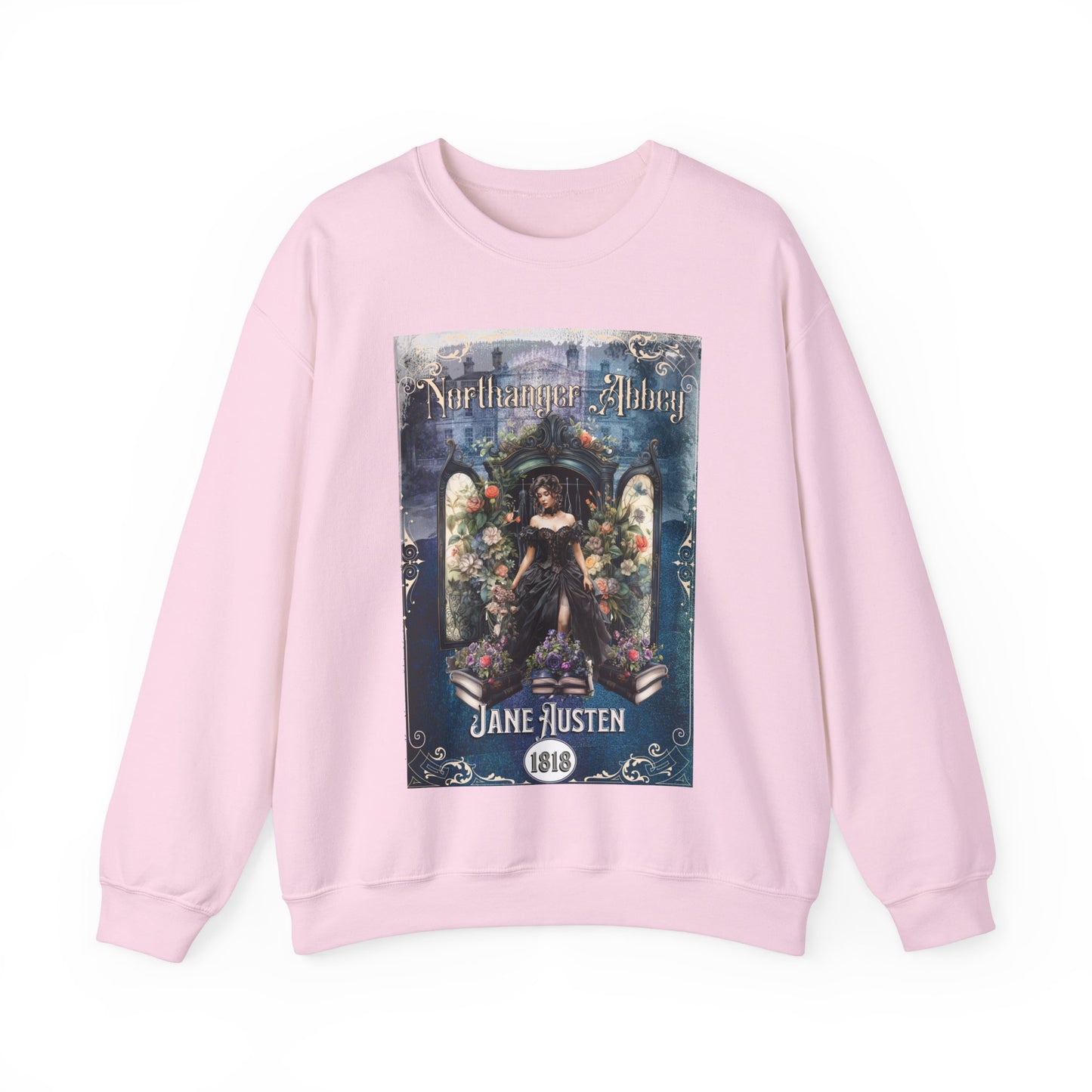 Jane Austen Sweatshirt, Northanger Abbey Historical Romance Sweater, Bookish Literary Jane Austen Fan Art Gift, Gift for Her, Bookclub Shirt Sweatshirt Printify S Light Pink