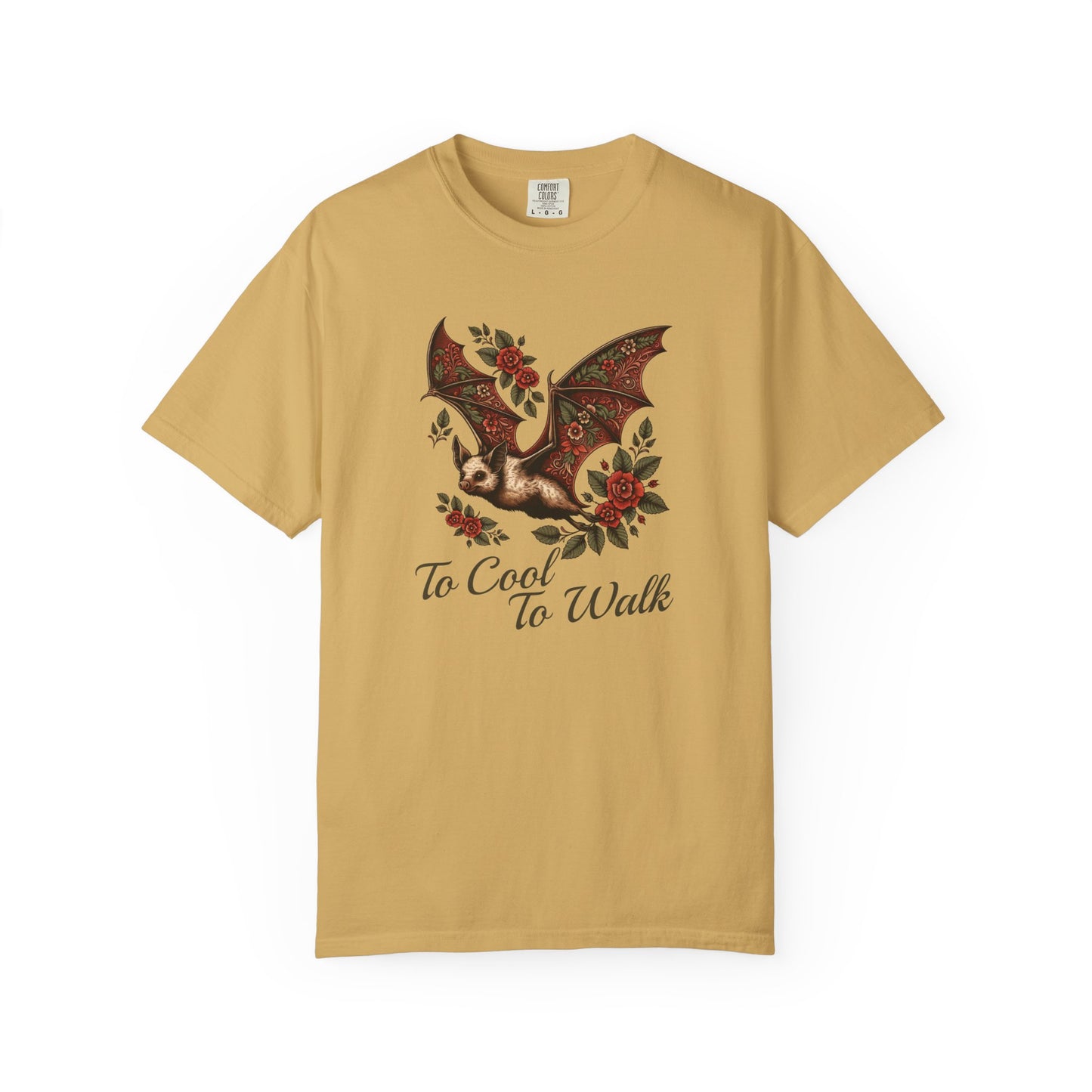 Bat Retro Goth TShirt Vintage Grunge Style Bat Shirt For Halloween Party Spooky Vibes Witchy Dark Academia Comfort Colors Oversized Shirt T-Shirt Printify Mustard S