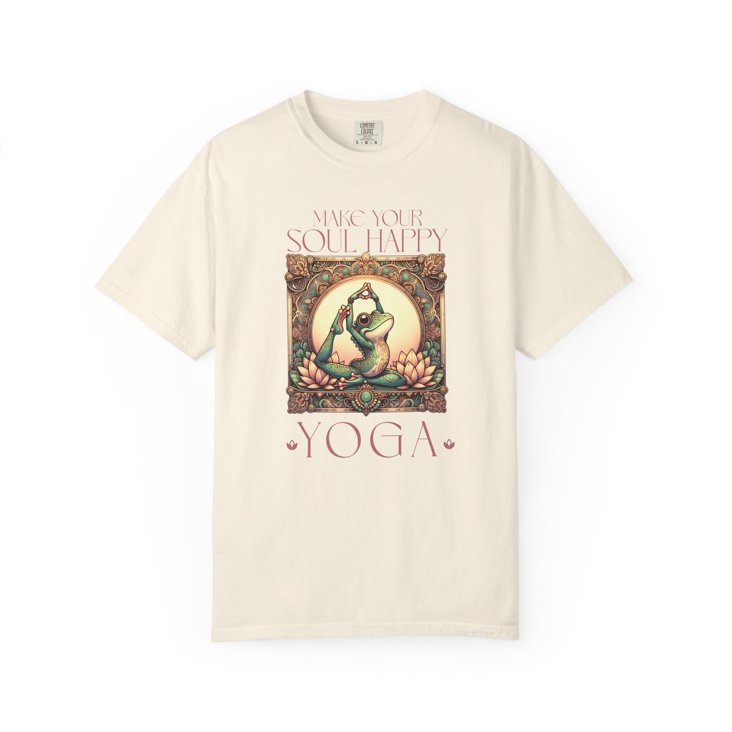 Yoga Frog Make Your Soul Happy Unisex T-Shirt, Casual Wear, Highlander Fan Gift, T-Shirt Printify Ivory S