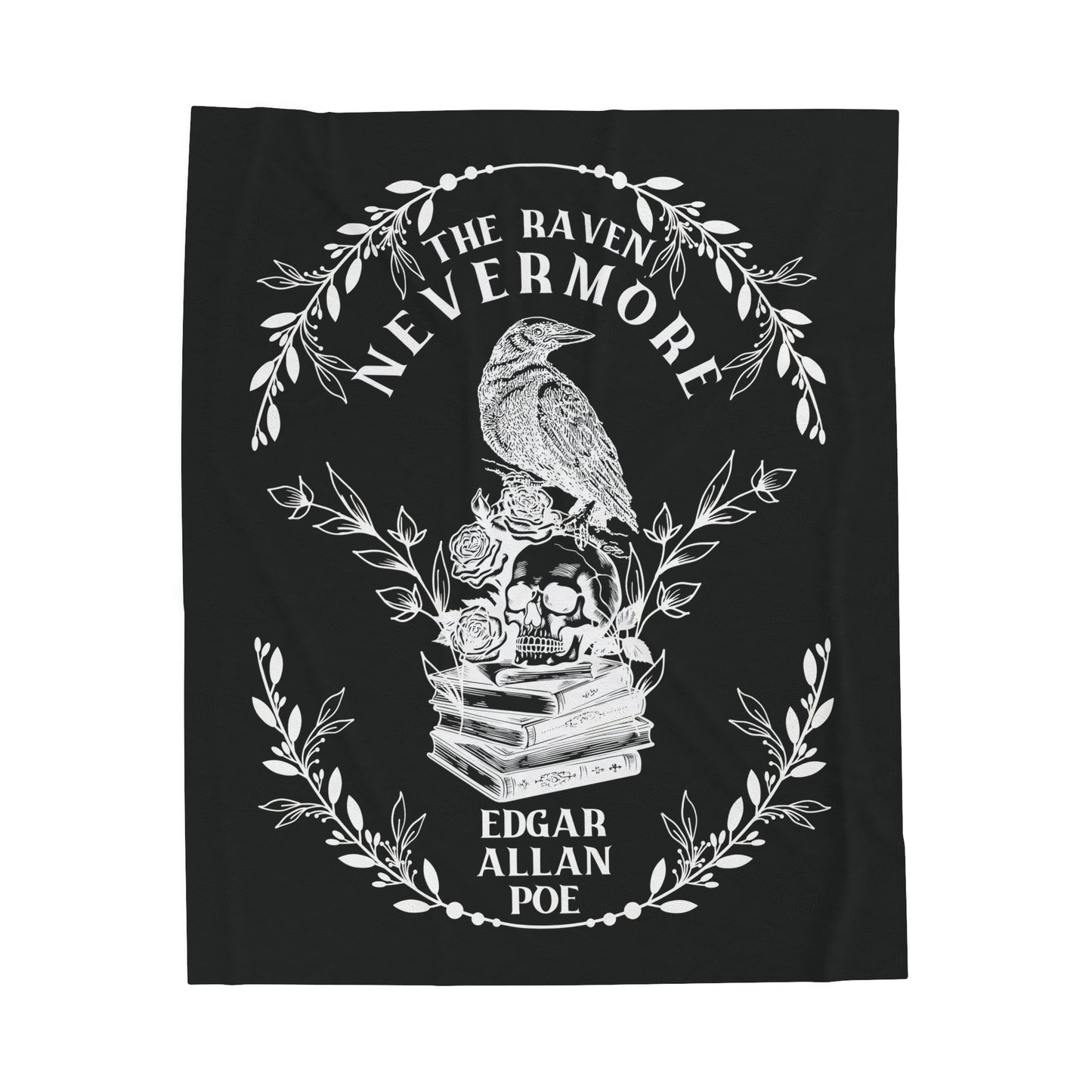 Edgar Allan Poe, Nevermore The Raven Throw Blanket, Book Lover Reading Blanket, Gothic, Light, Dark Academia, Horror Movie Watching Blanket All Over Prints Printify 50" × 60"