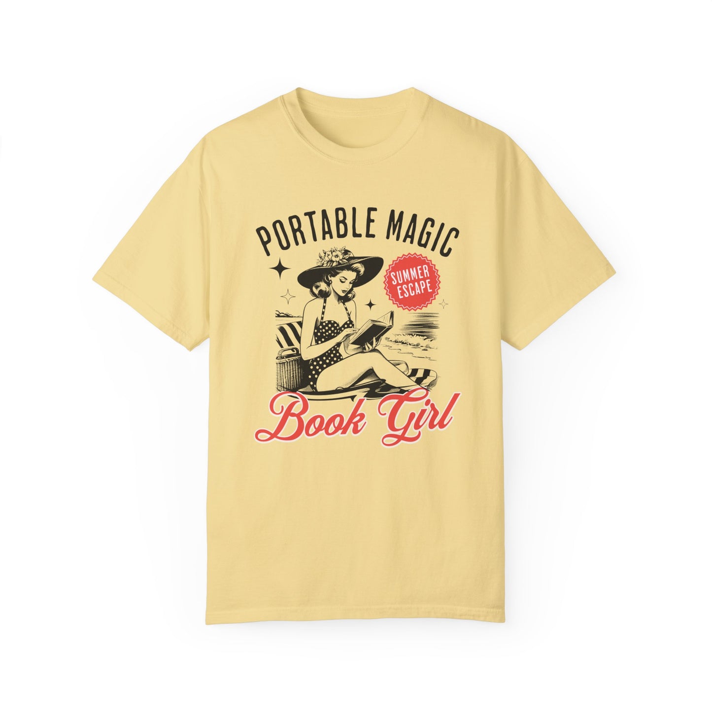 Portable Magic Book TShirt Retro Book Girl Summer Shirt Reader Lover Beach Bookish Gift For Vacation Romance Fantasy Reader Book Club Gifts T-Shirt Printify