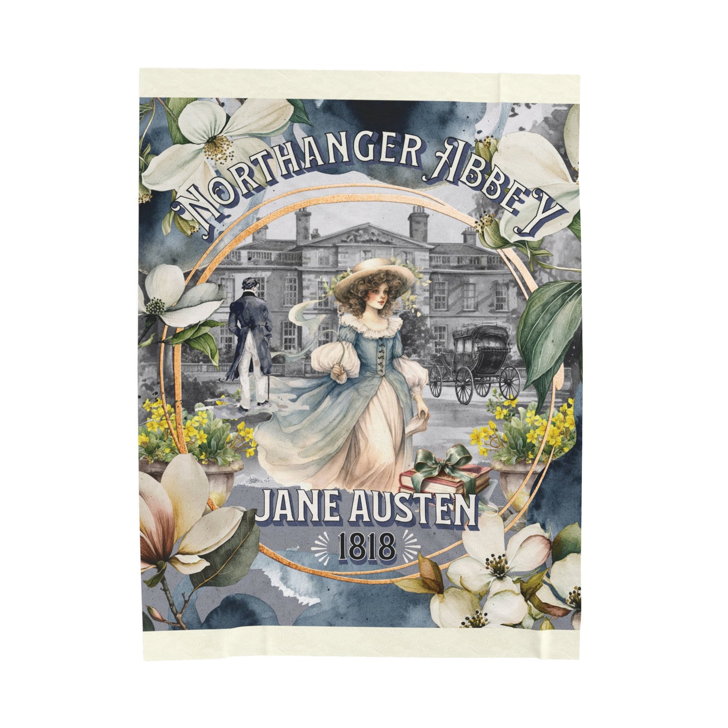 Jane Austen Plush Throw Blanket, Northanger Abbey Historical Romance Gift, Bookish Literary Jane Austen Fan Art Gift, Gift for Her, Bookclub All Over Prints Printify 60" × 80"