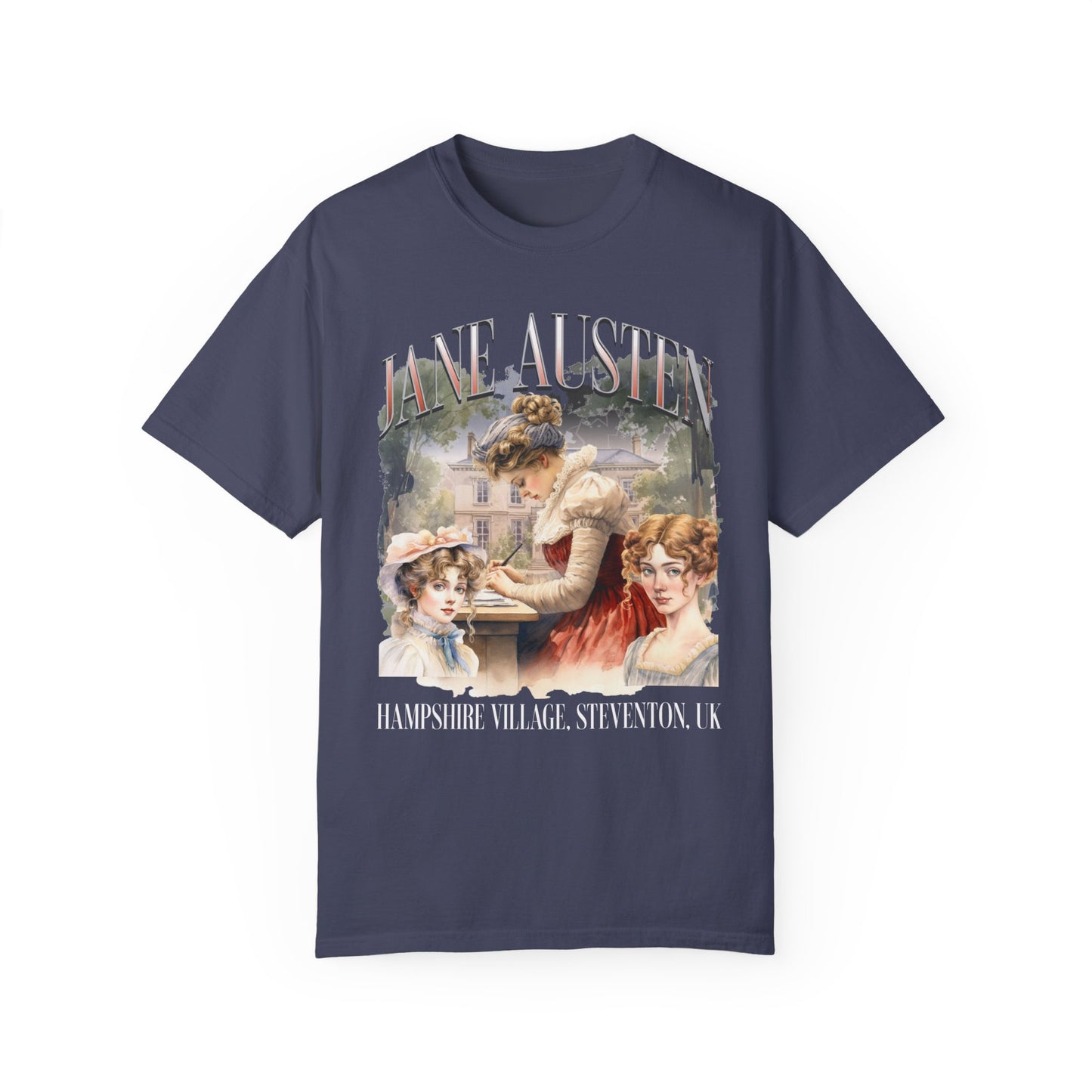 Retro Jane Austen Unisex Garment-Dyed T-shirt T-Shirt Printify Denim S