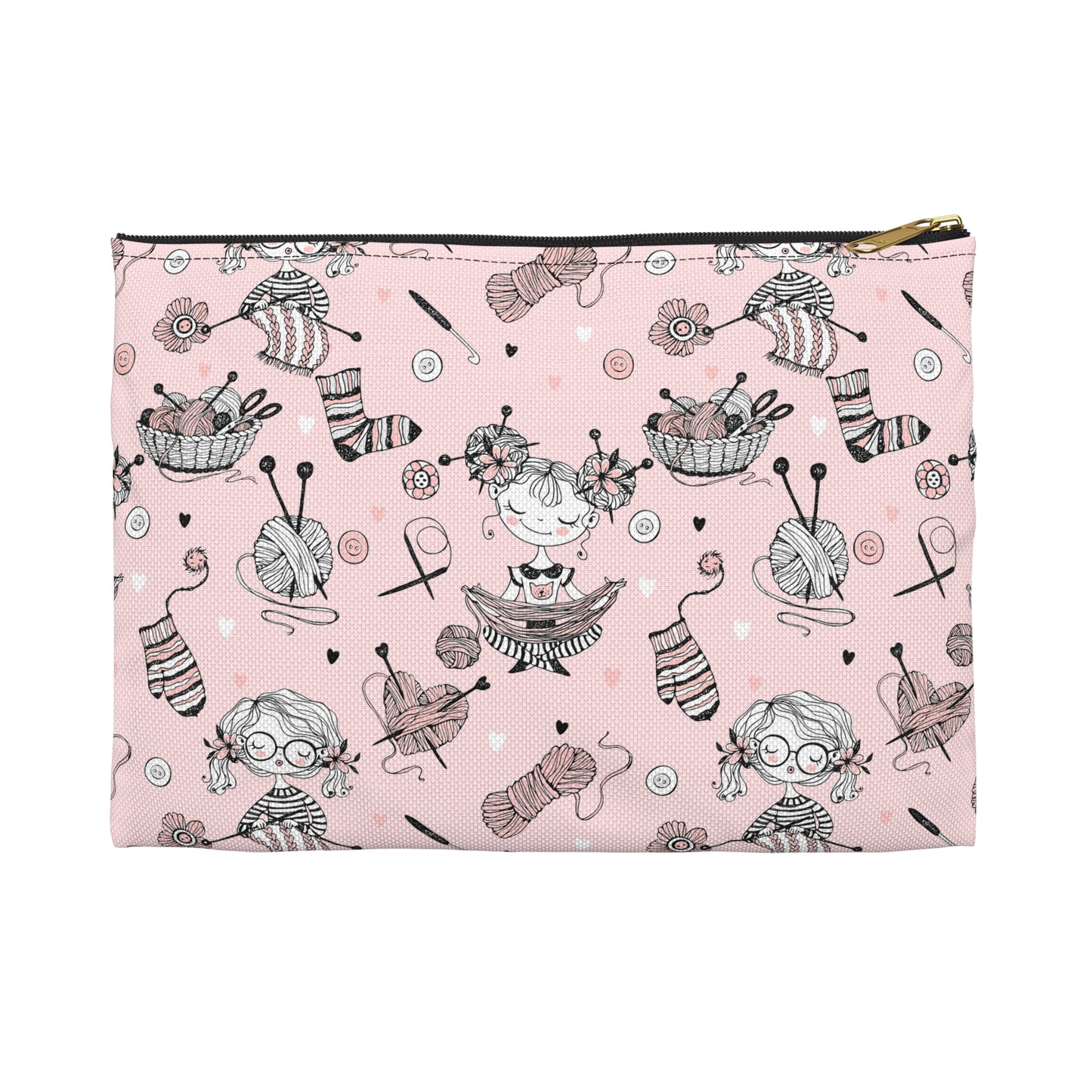 Crochet, Knitting or Crafting Accessory Pouch, Crochet Gift, Knitting Gift, Craft Organization or Storage Bag or Pouch. Bags Printify Small Black zipper