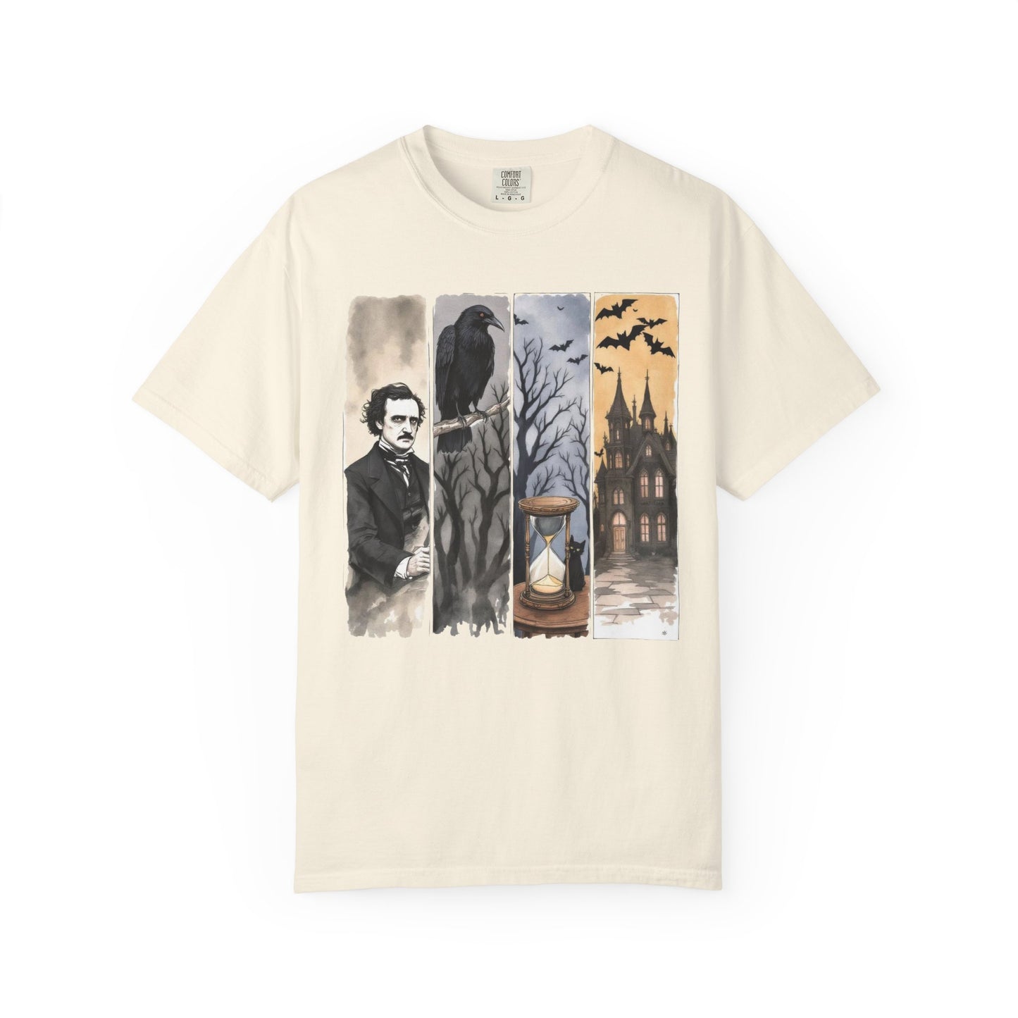 Edgar Allan Poe T-Shirt Gothic Graphic Tee The Raven Nevermore Quote Horror Literature Shirt Dark Academia Aesthetic Halloween Party Gift T-Shirt Printify Ivory S