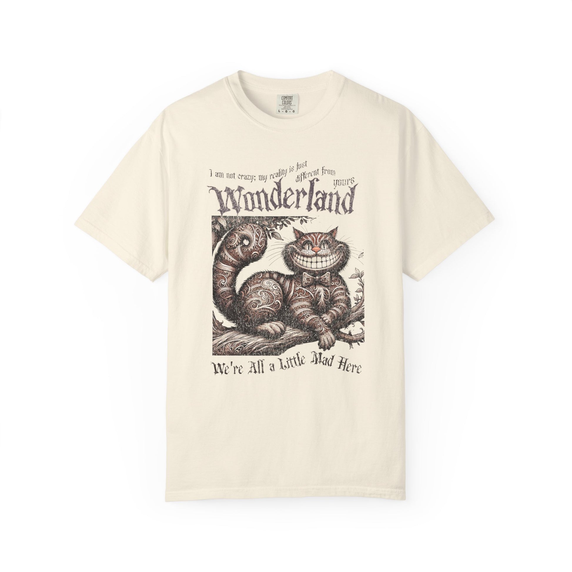 Cheshire Cat Alice in Wonderland TShirt Comfort Colors Oversized T-Shirt Dark Academia Mad Hatter Tea Party Bookish Book Lover Booktok Gift T-Shirt Printify Ivory S