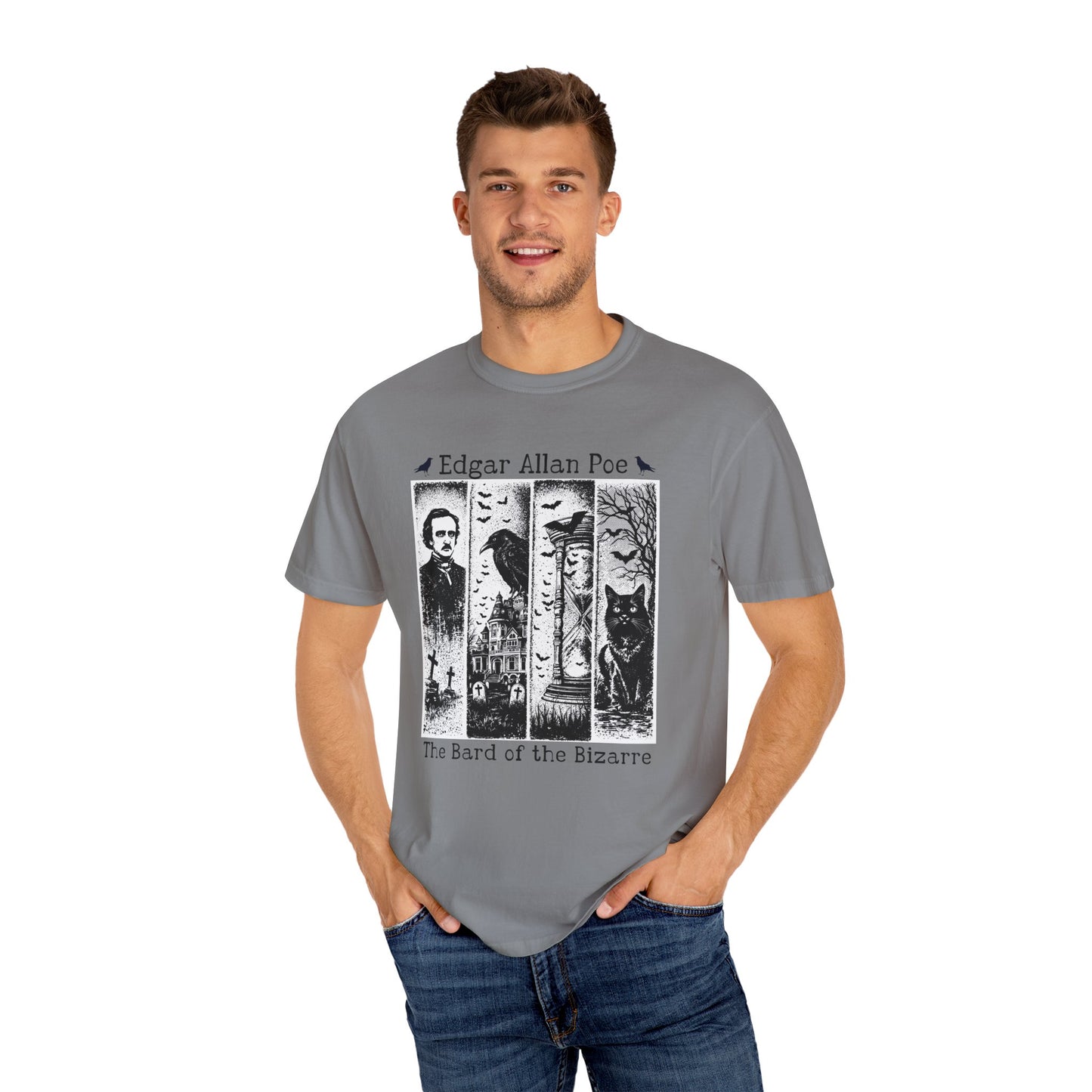 Edgar Allan Poe T-Shirt Gothic Graphic Tee The Raven Nevermore Quote Horror Literature Shirt Dark Academia Aesthetic Halloween Party Gift T-Shirt Printify