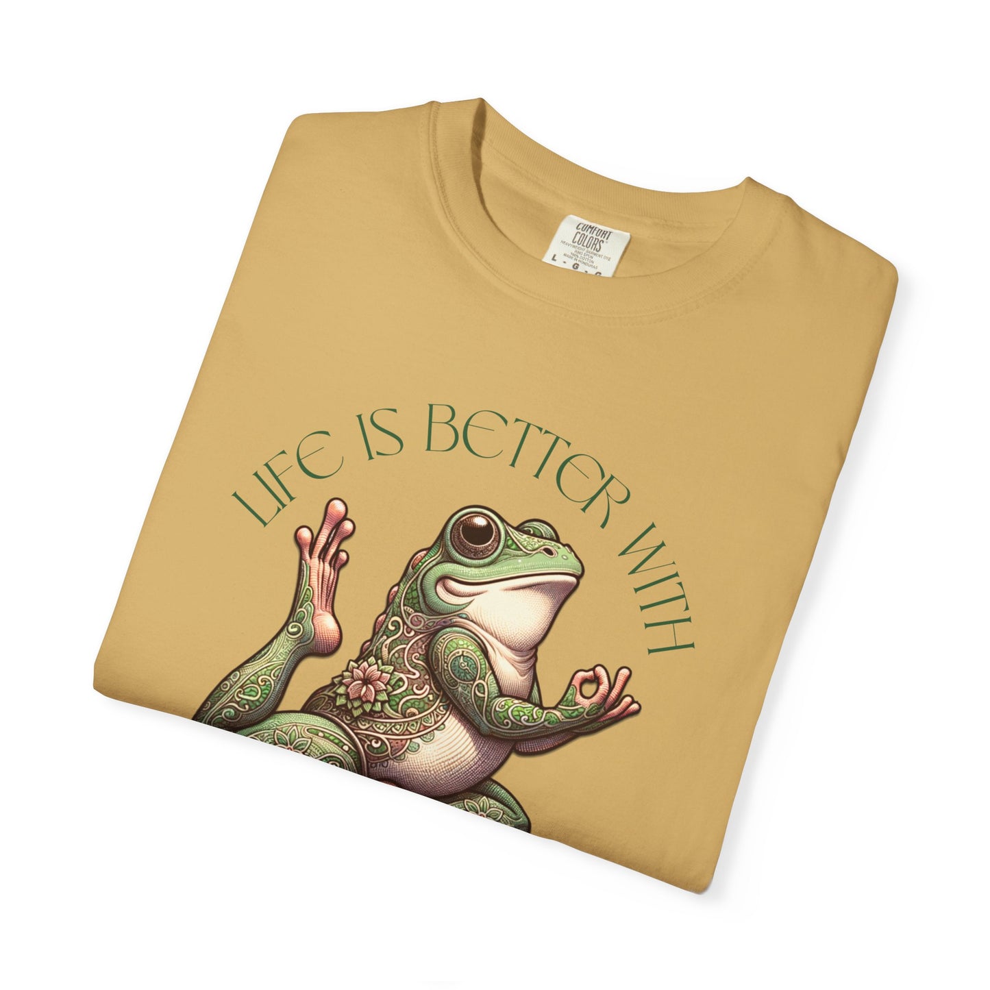 Green Yoga Frog Life Is Better With Yoga Unisex T-Shirt, Casual Wear, Highlander Fan Gift, T-Shirt Printify