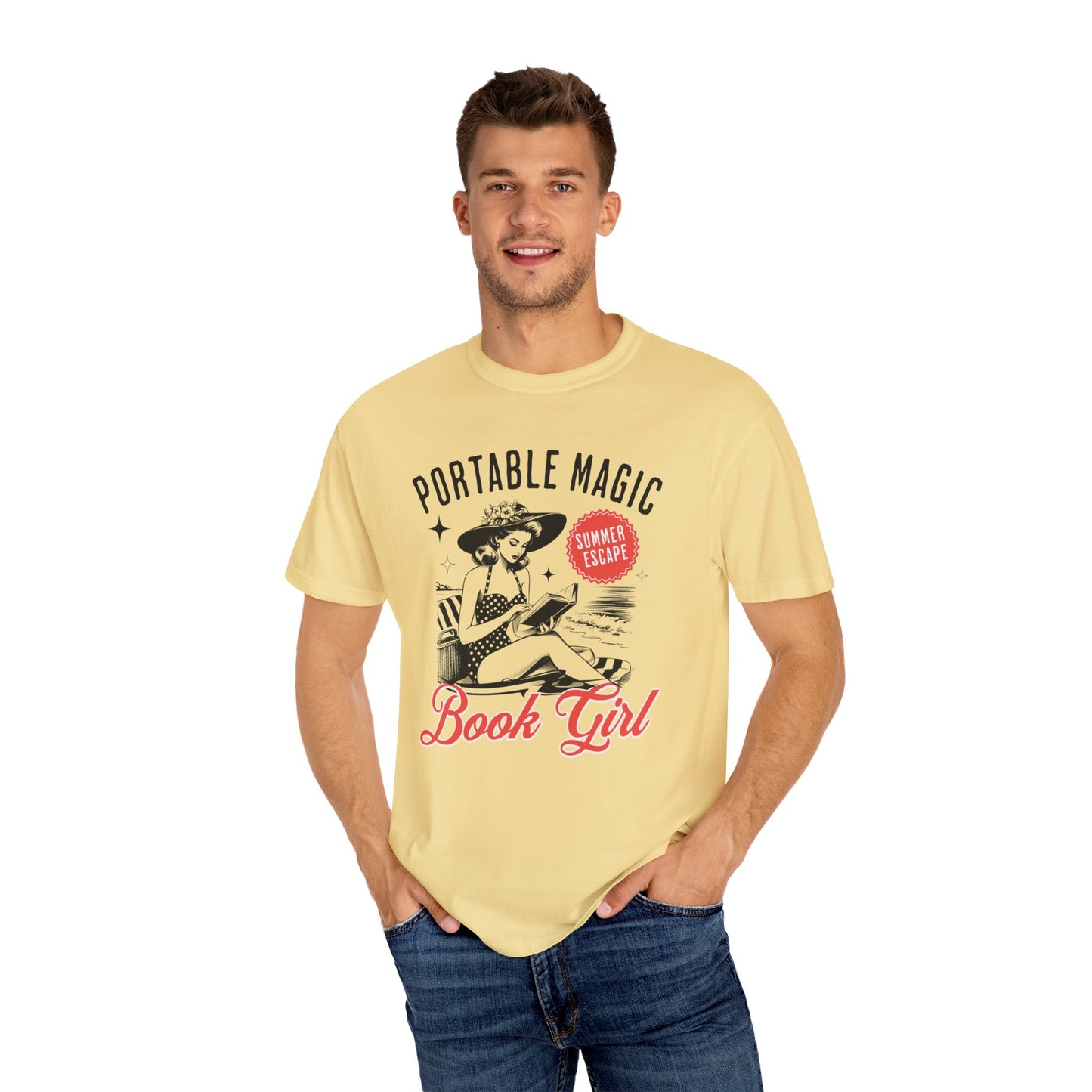 Portable Magic Book TShirt Retro Book Girl Summer Shirt Reader Lover Beach Bookish Gift For Vacation Romance Fantasy Reader Book Club Gifts T-Shirt Printify