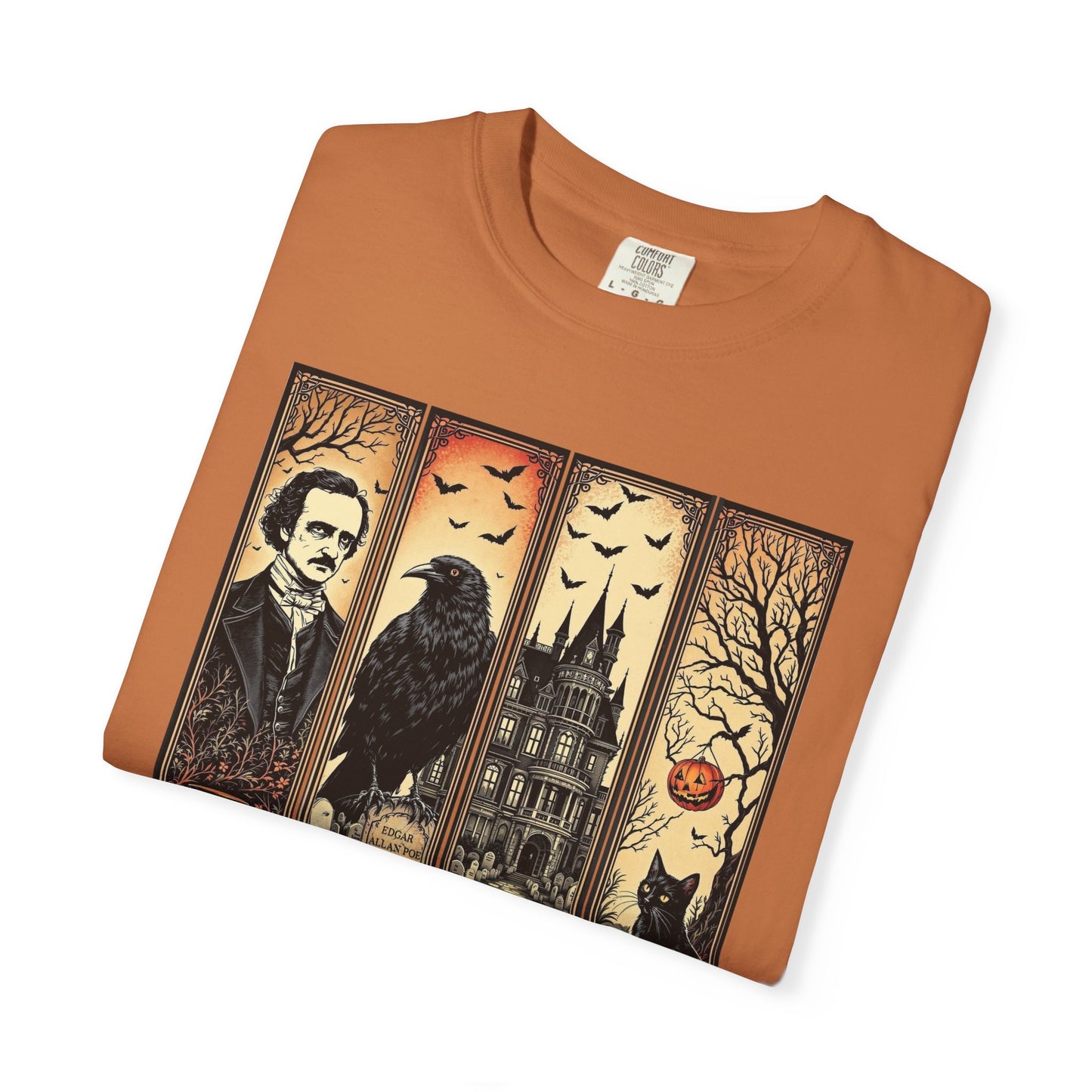 Edgar Allan Poe T-Shirt Gothic Graphic Tee The Raven Nevermore Quote Horror Literature Shirt Dark Academia Aesthetic Halloween Party Gift