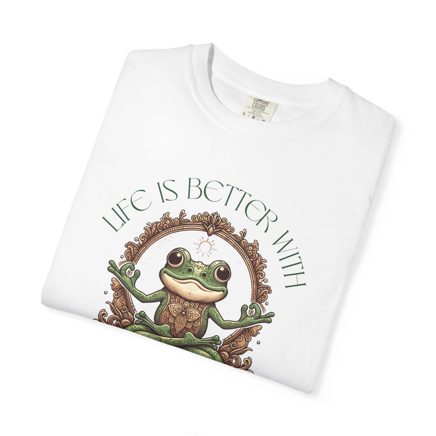Green Yoga Frog Life Is Better With Yoga Unisex T-Shirt, Casual Wear, Highlander Fan Gift, T-Shirt Printify