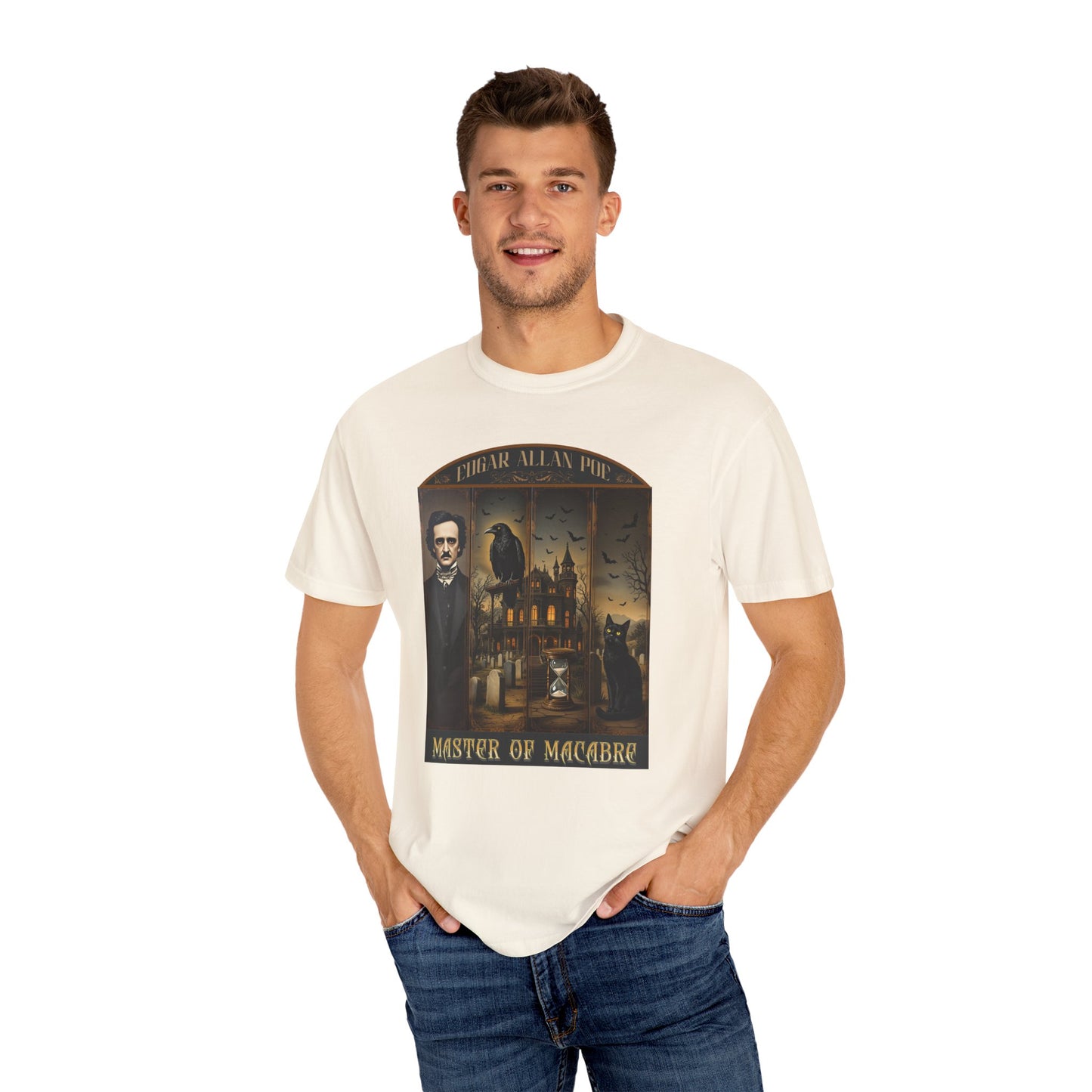 Edgar Allan Poe T-Shirt Gothic Graphic Tee The Raven Nevermore Quote Horror Literature Shirt Dark Academia Aesthetic Halloween Party Gift T-Shirt Printify
