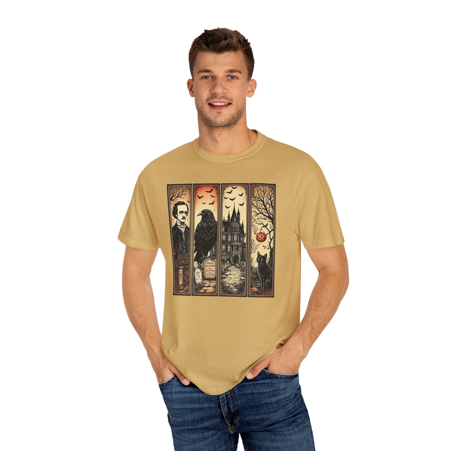 Edgar Allan Poe T-Shirt Gothic Graphic Tee The Raven Nevermore Quote Horror Literature Shirt Dark Academia Aesthetic Halloween Party Gift T-Shirt Printify
