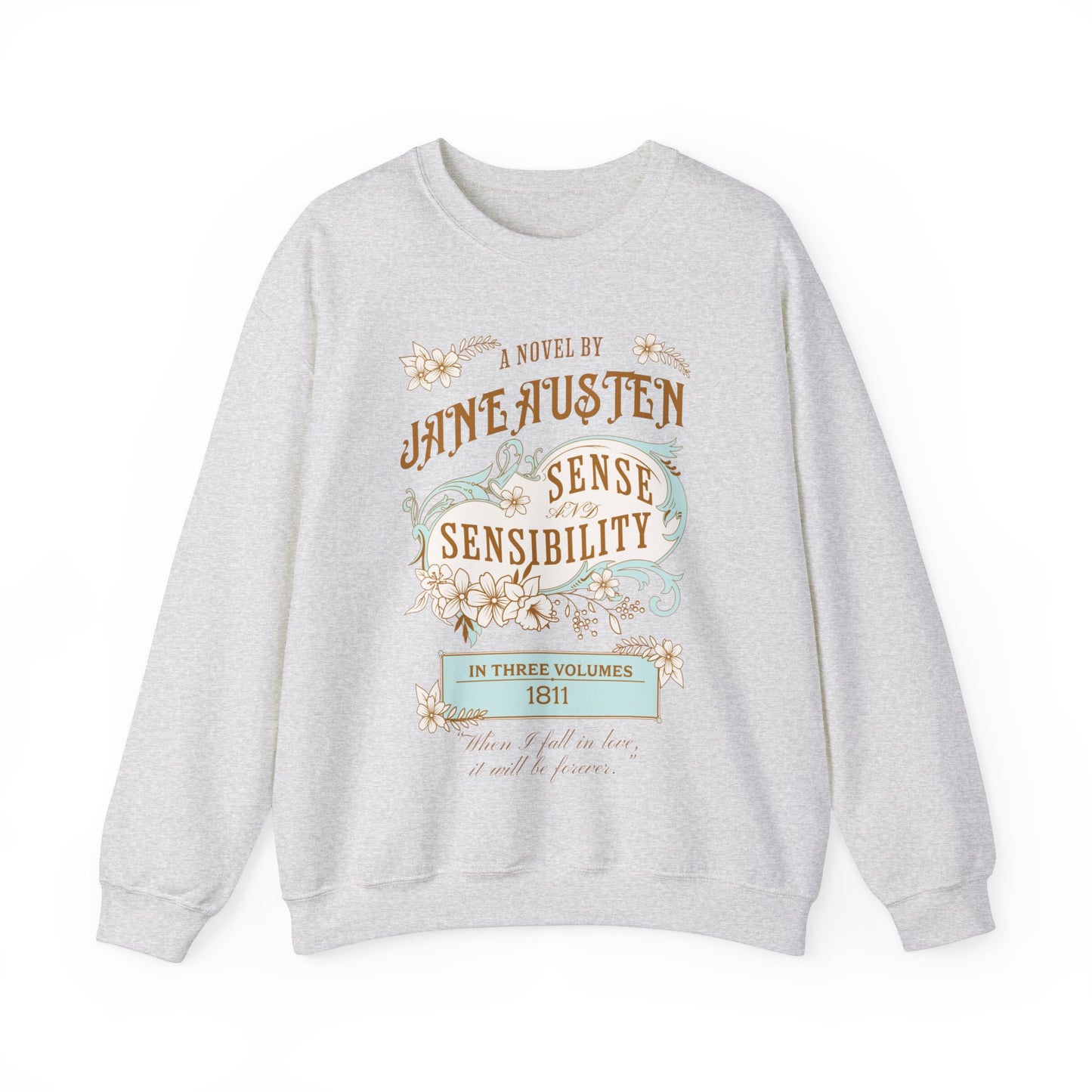 Jane Austen Sweatshirt, Sense & Sensibility Historical Romance Sweater, Bookish Literary Jane Austen Fan Art Gift, Gift for Her, Readers, Sweatshirt Printify S Ash