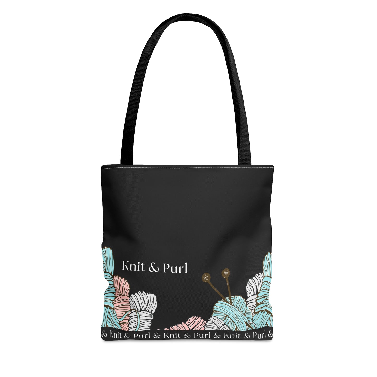 Knit & Purl Tote Bag, Crafter Bag, Yarn Storage Bag, Knitting Project Bag, Crochet Project Bag, Craft Project Tote Bag Bags Printify Small