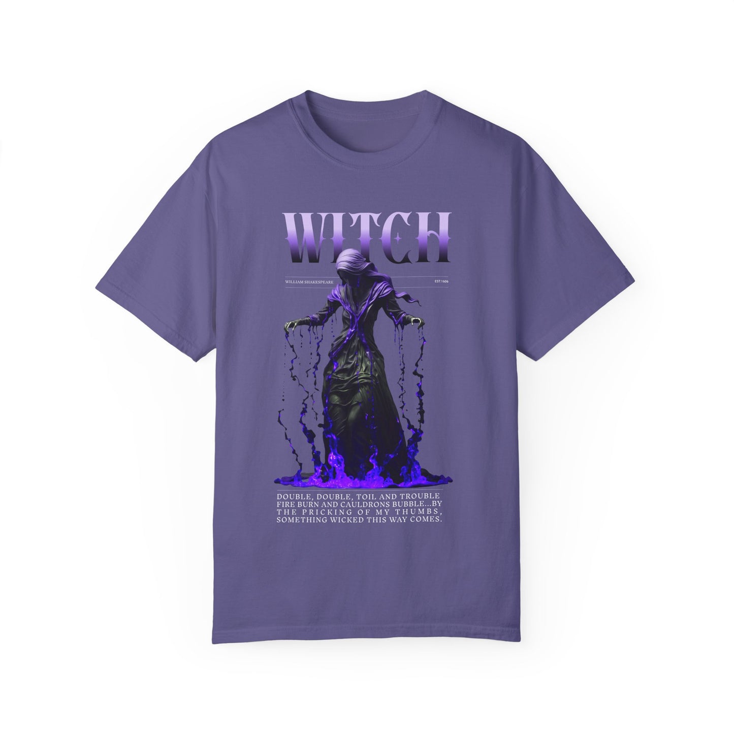 Witchy Vibes Unisex T-Shirt Shakespeare Fan Shirt MacBeth Witches Gothic Dark Literature Lover Gift Dark Academia Renfaire Festival Shirt T-Shirt Printify Grape S