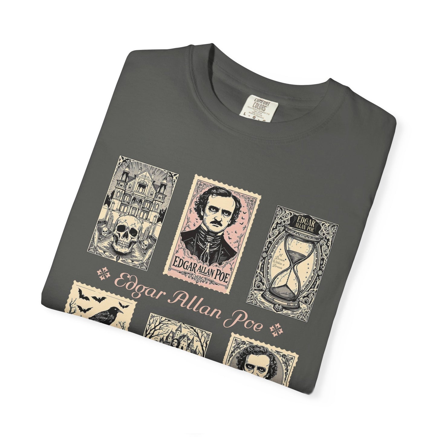 Edgar Allan Poe T-Shirt Gothic Graphic Tee The Raven Nevermore Quote Horror Literature Shirt Dark Academia Aesthetic Halloween Party Gift
