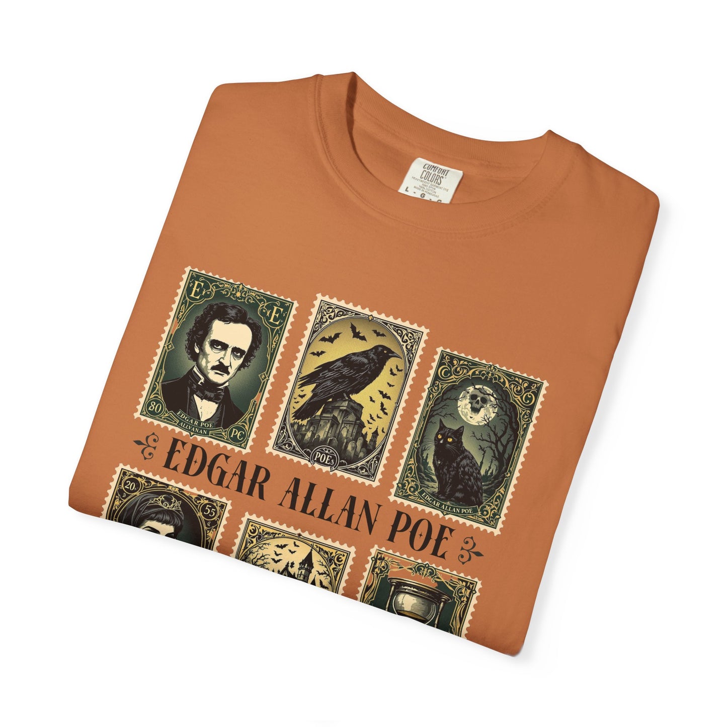 Edgar Allan Poe T-Shirt Gothic Graphic Tee The Raven Nevermore Quote Horror Literature Shirt Dark Academia Aesthetic Halloween Party Gift