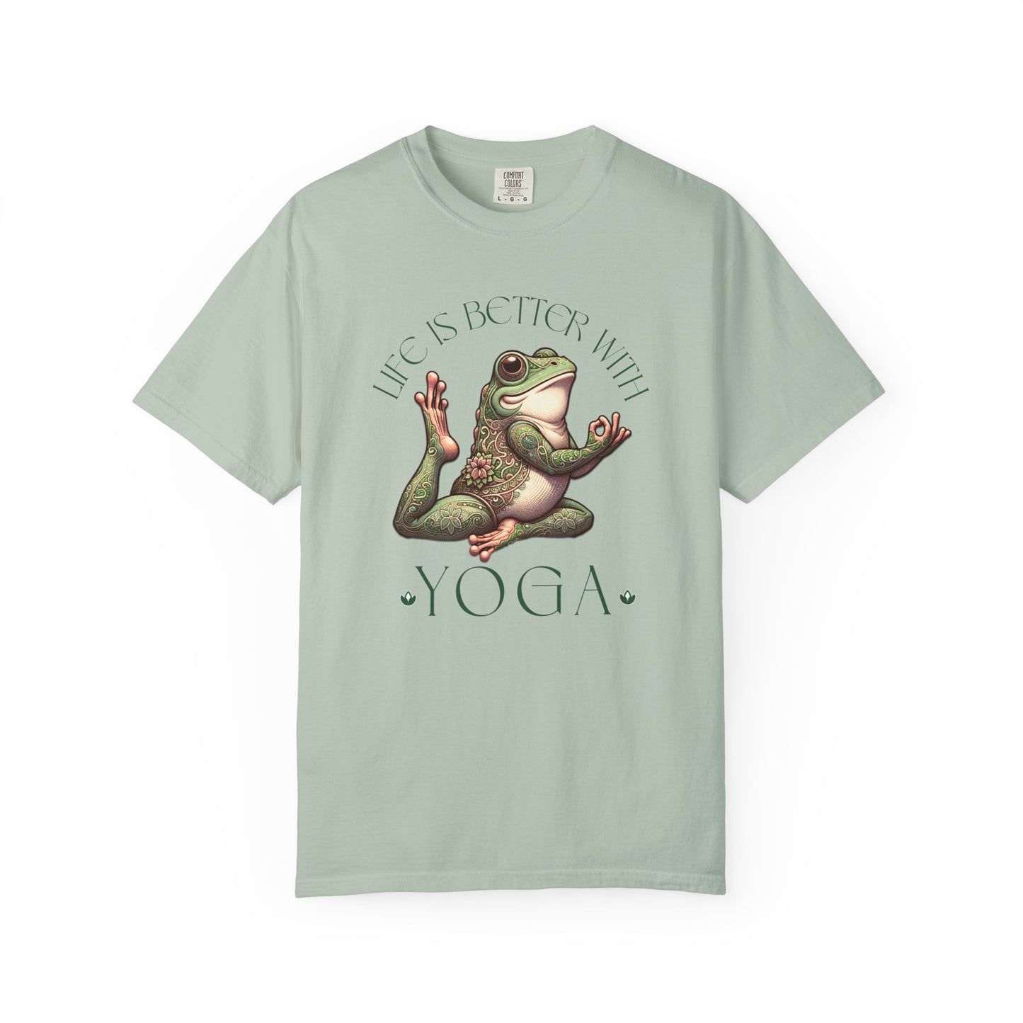Green Yoga Frog Life Is Better With Yoga Unisex T-Shirt, Casual Wear, Highlander Fan Gift, T-Shirt Printify Bay S