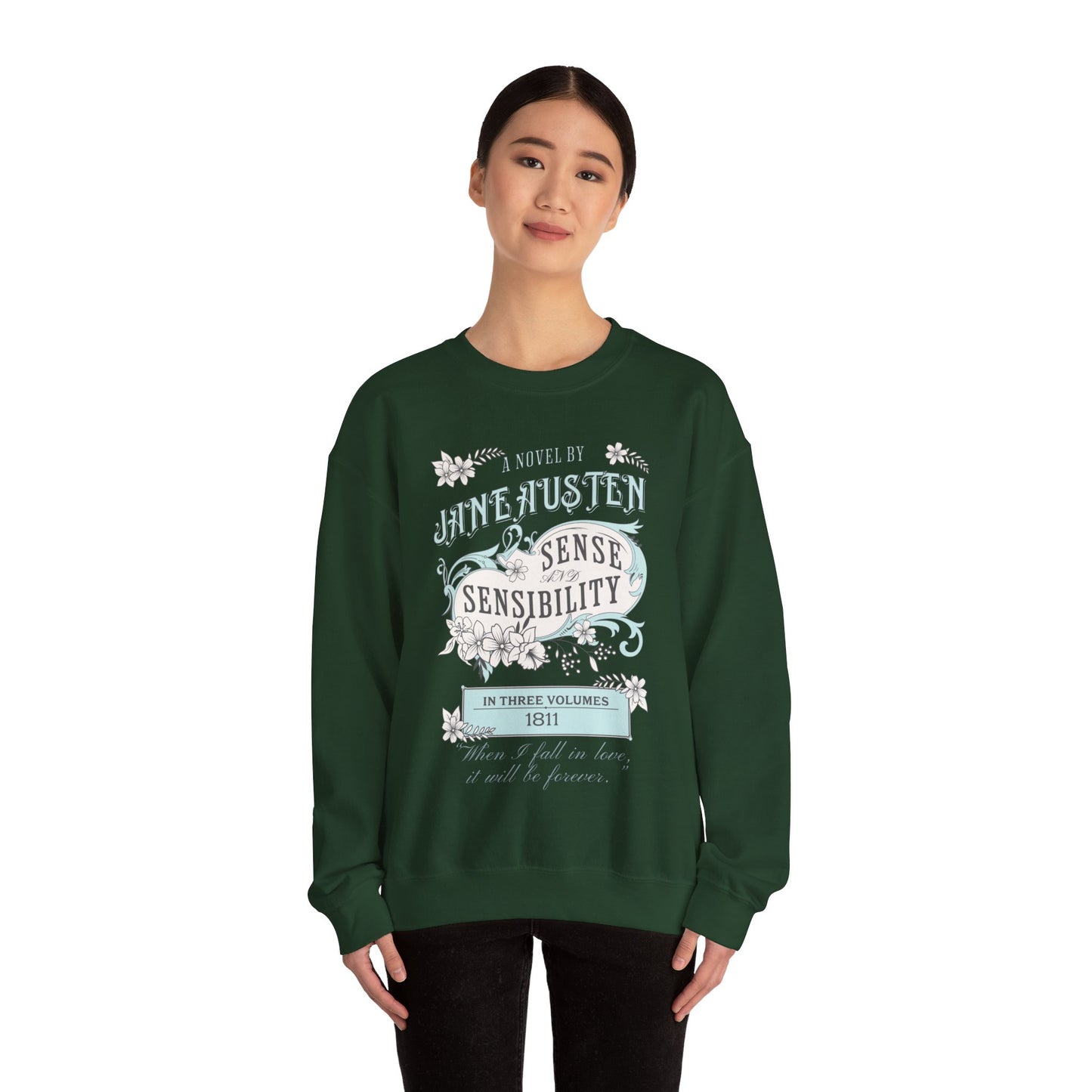 Jane Austen Sweatshirt, Sense & Sensibility Historical Romance Sweater, Bookish Literary Jane Austen Fan Art Gift, Gift for Her, Readers, Sweatshirt Printify