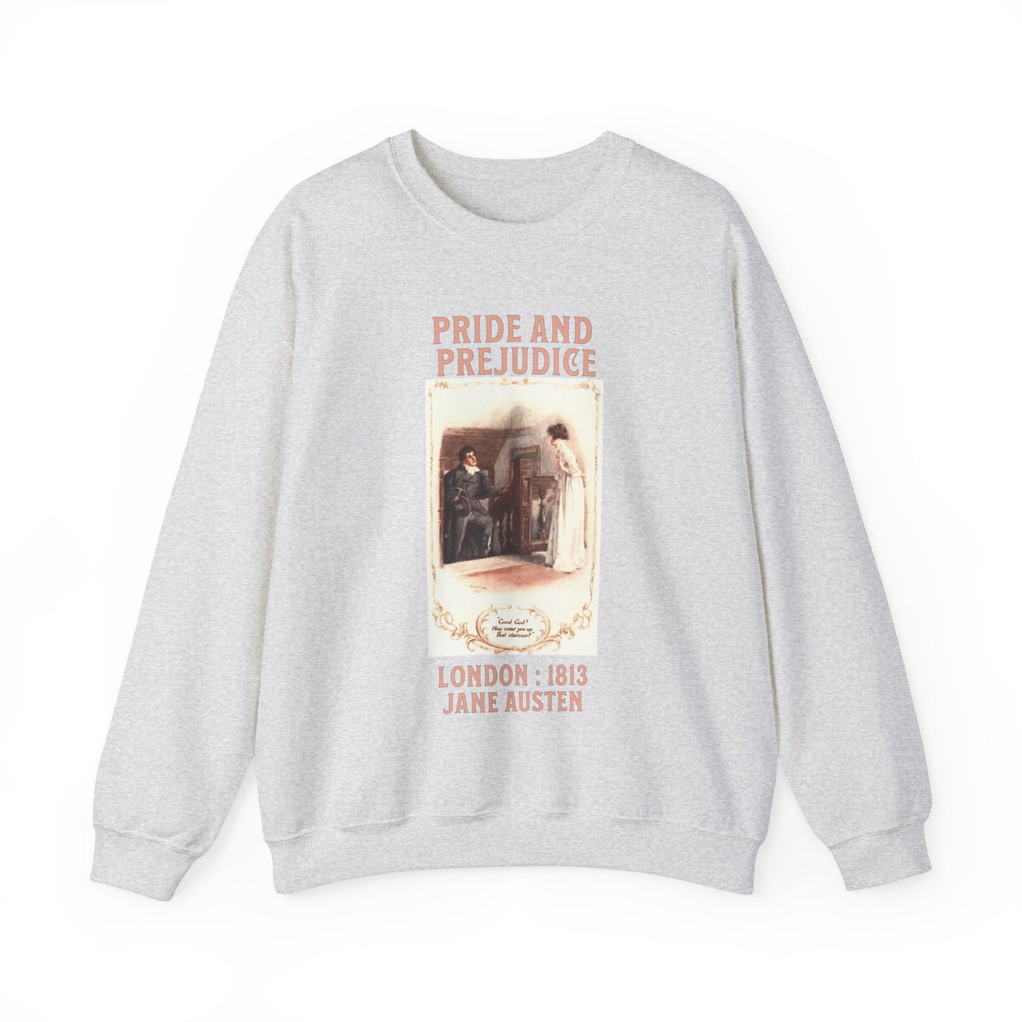 Jane Austen Sweatshirt, Pride & Prejudice Historical Romance Sweater, Bookish Literary Jane Austen Fan Art, Gift for Her, Bookclub Shirt Sweatshirt Printify S Ash