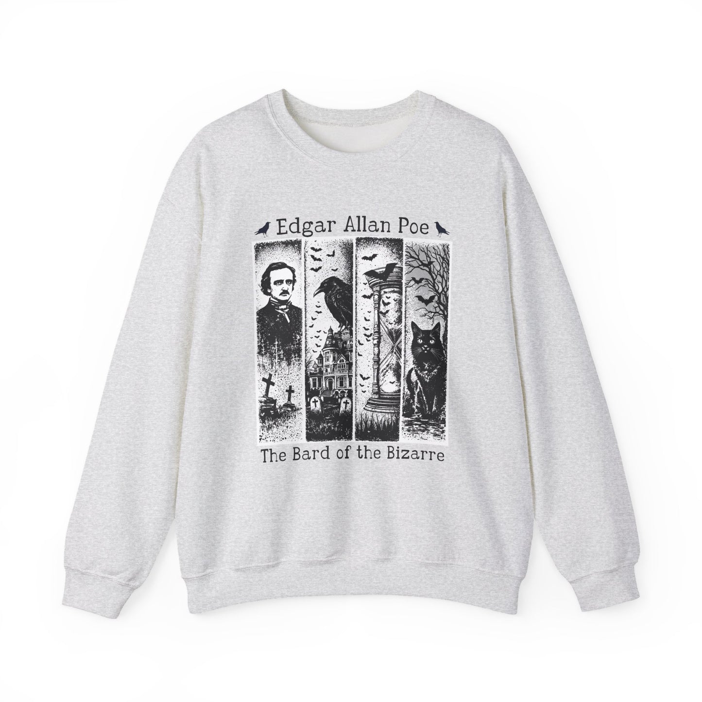 Edgar Allan Poe Sweatshirt The Raven Nevermore Gothic Horror Sweater Dark Academia Macabre Halloween Gift for Book Lovers Birthday Christmas Sweatshirt Printify Ash S