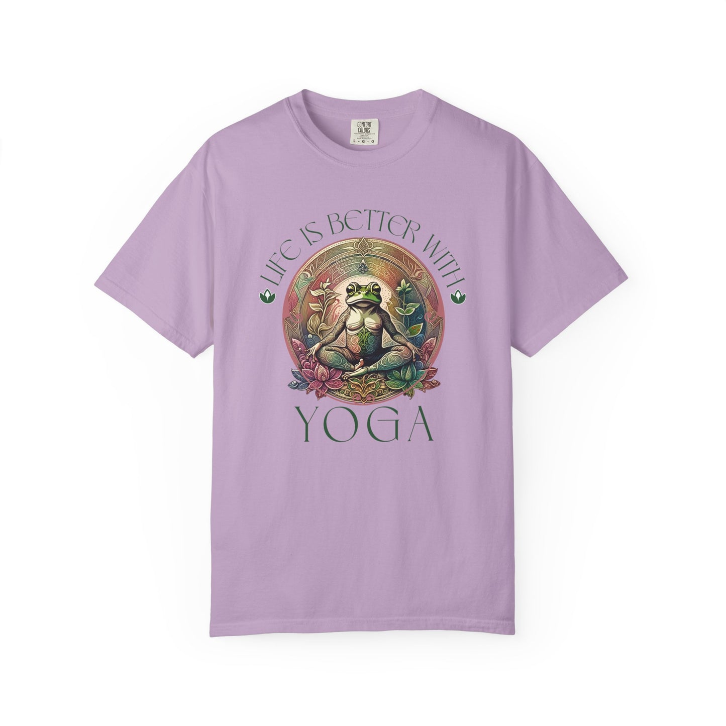 Green Yoga Frog Life Is Better With Yoga Unisex T-Shirt, Casual Wear, Highlander Fan Gift, T-Shirt Printify Orchid S