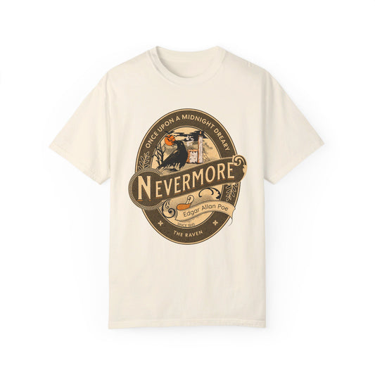 Edgar Allan Poe Shirt, Nevermore The Raven Tee, Book, Reading Lover Shirt, Halloween, Gothic, Light Academia Gifts, Comfort Colours TShirt T-Shirt Printify Ivory S