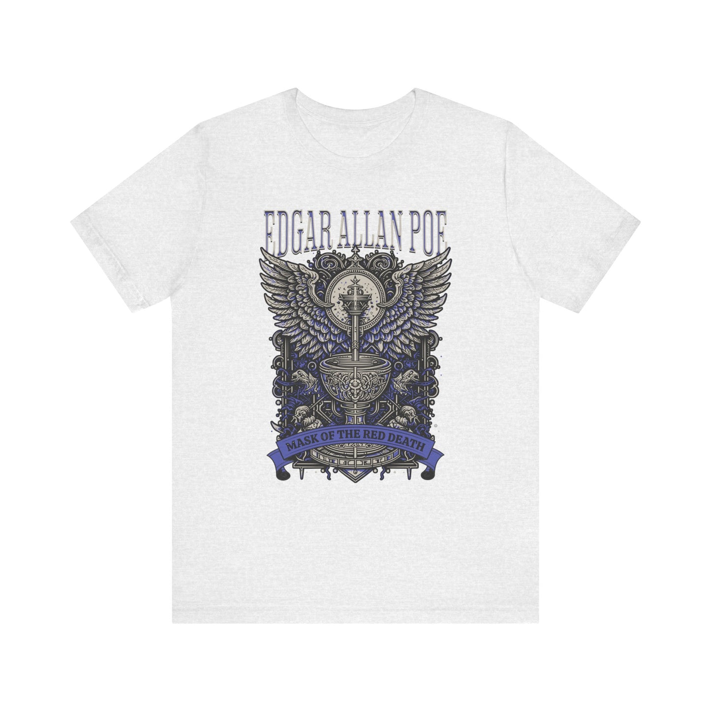 Edgar Allan Poe, Mask Of The Red Death T-Shirt, Book Lover Tee, Haunting Gothic Gift, Light, Dark Academia, Literary Poetry Bookclub Shirt T-Shirt Printify Ash S