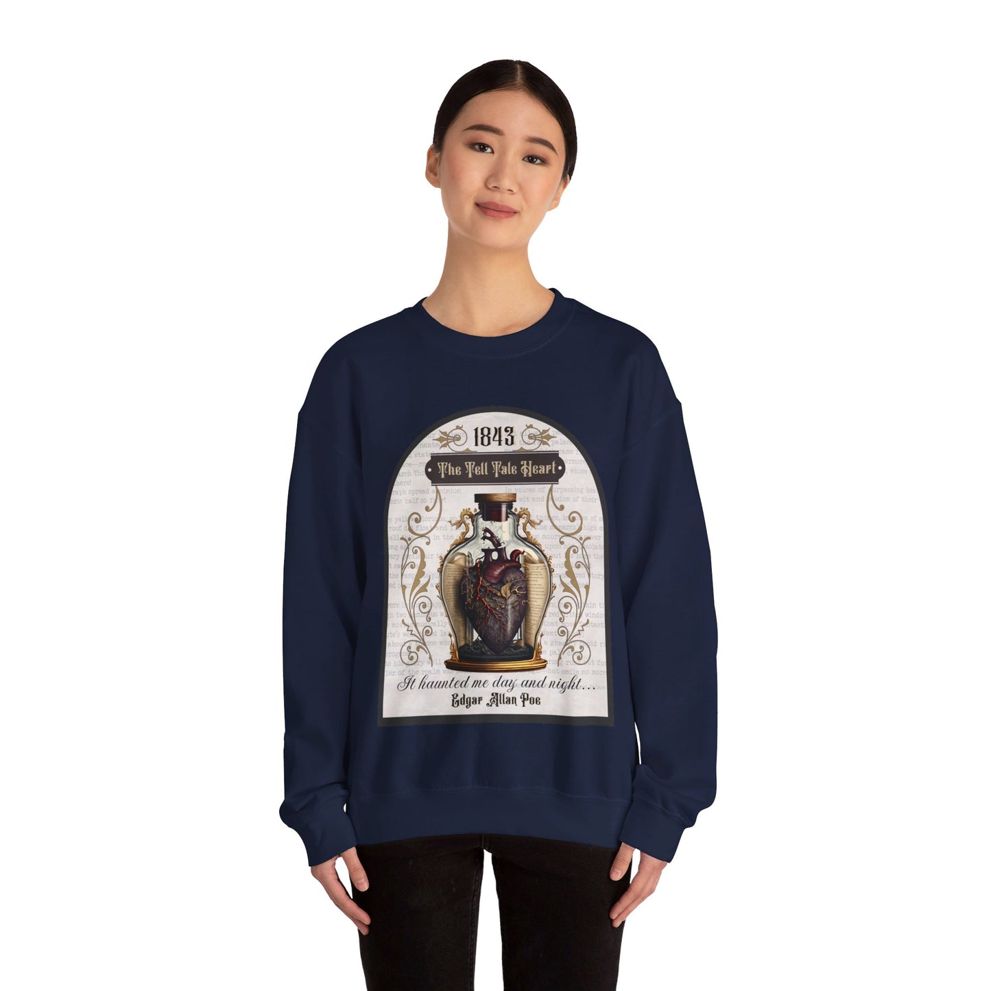 Edgar Allan Poe, The Tell Tale Heart Sweatshirt, Book Lover, Halloween, Haunting Gothic Gift, Light, Dark Academia, Horror Movie Sweater Sweatshirt Printify