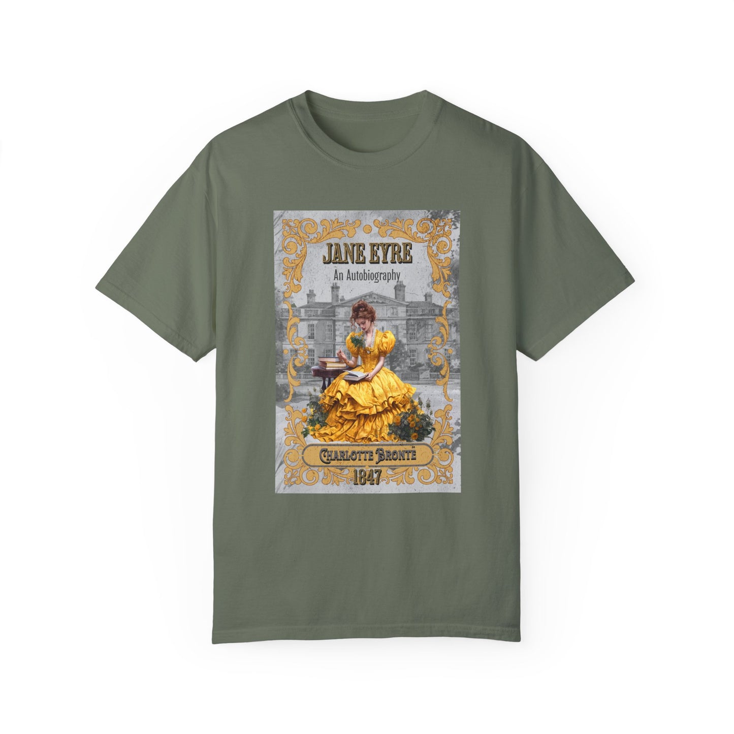 Jane Eyre T-shirt, Charlotte Brontë Historical Romance Comfort Colors Tee, Bookish Literary Brontë Sisters Fan Art Gift for Her, Bookclub T-Shirt Printify Moss S