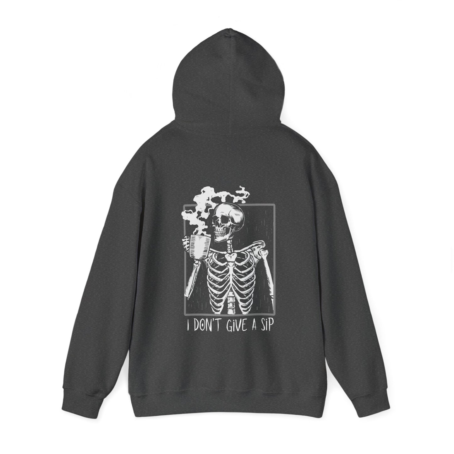 Halloween Skeleton Hoodie, Funny Coffee Drinking Skeleton, Spooky Season Sweater, Trick or Treating Shirt, Warm Halloween Party Hoodie Hoodie Printify