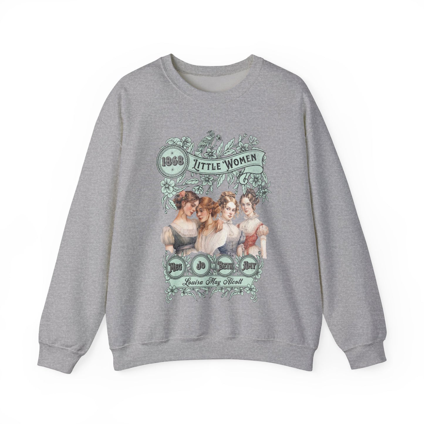 Little Women Sweatshirt, Louisa May Alcott Historical Romance Sweater, Bookish Literary Fan Art Gift, Gift for Her, Bookclub Crewneck Shirt Sweatshirt Printify S Sport Grey