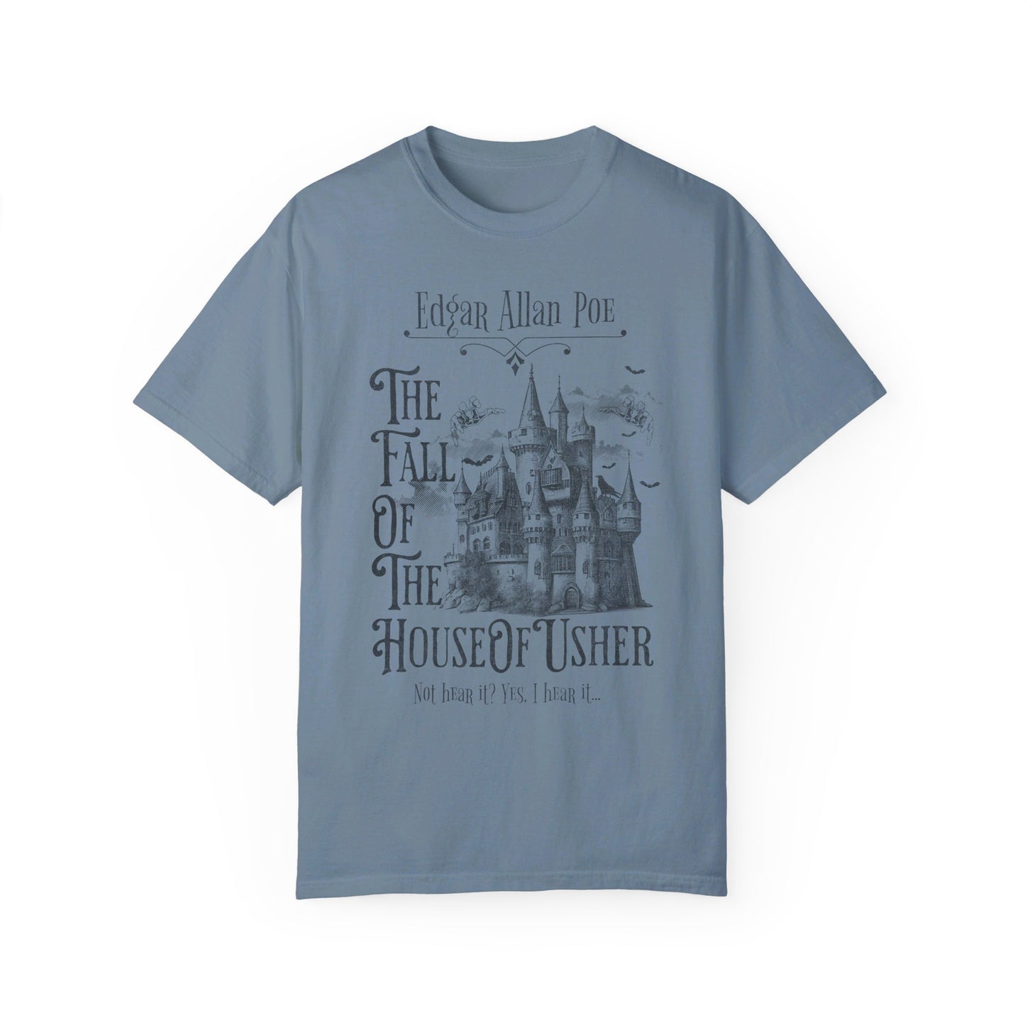 Edgar Allan Poe Shirt, The Fall of the House of Usher Tee, Book Lover Shirt, Halloween, Fall, Gothic, Light Academia, Comfort Colours TShirt T-Shirt Printify Ice Blue S