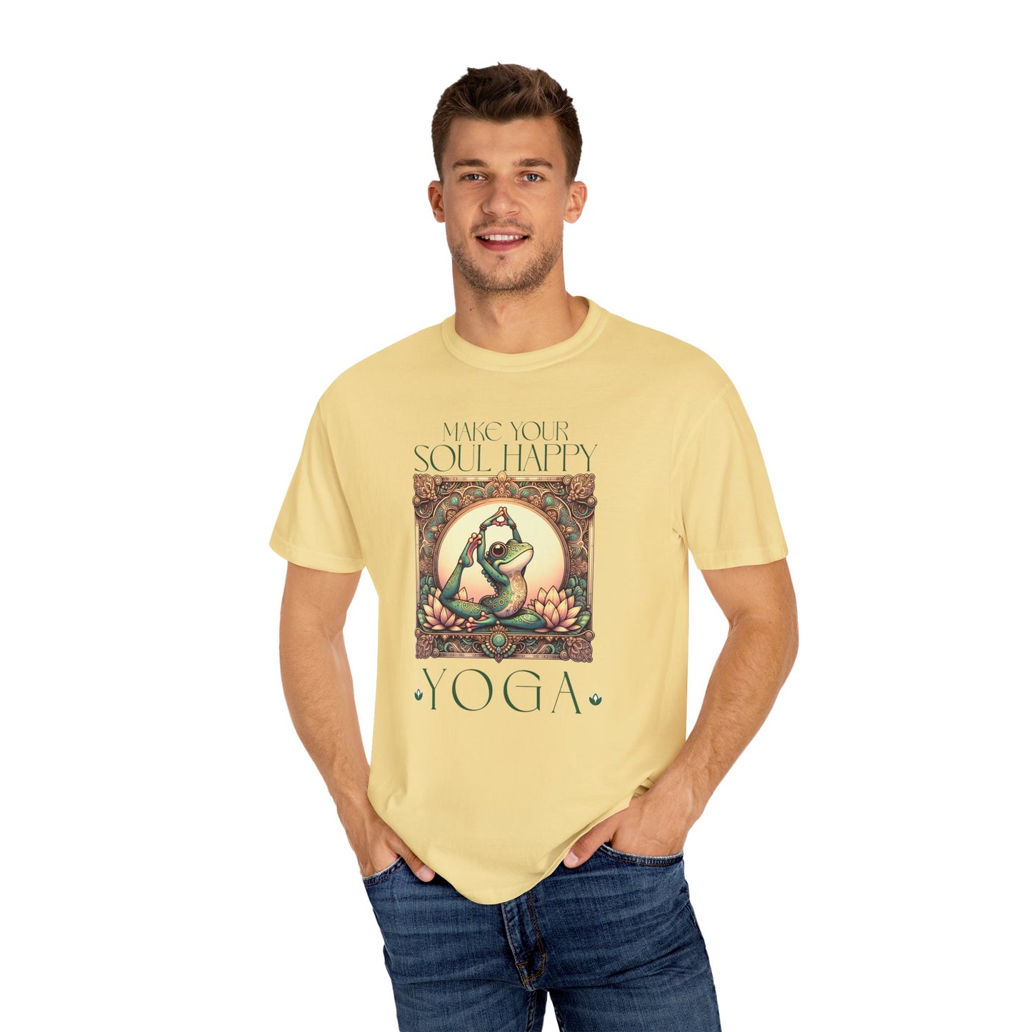 Green Yoga Frog Make Your Soul Happy Unisex T-Shirt, Casual Wear, Highlander Fan Gift,