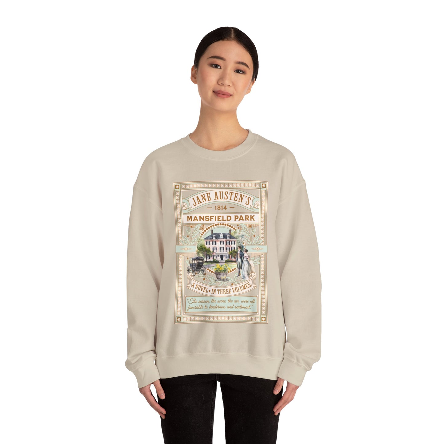 Jane Austen Sweatshirt, Mansfield Park Historical Romance Sweater, Bookish Literary Jane Austen Fan Art Gift, Gift for Her, Readers, Sweatshirt Printify