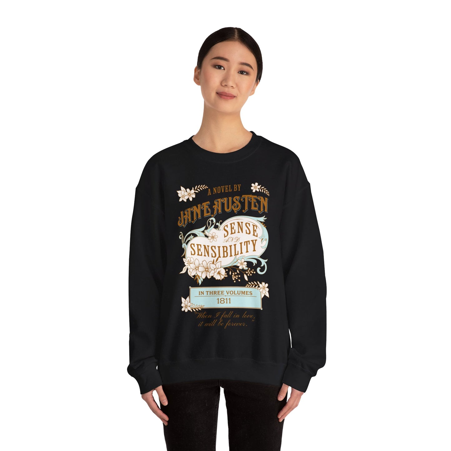 Jane Austen Sweatshirt, Sense & Sensibility Historical Romance Sweater, Bookish Literary Jane Austen Fan Art Gift, Gift for Her, Readers, Sweatshirt Printify