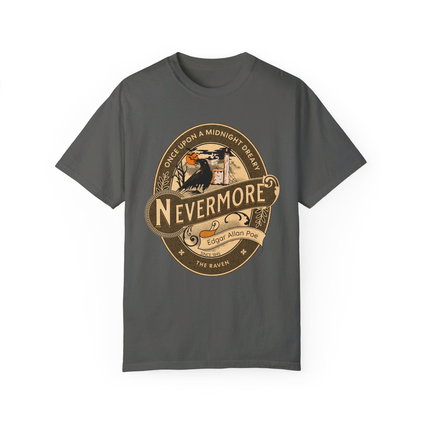 Edgar Allan Poe Shirt, Nevermore The Raven Tee, Book, Reading Lover Shirt, Halloween, Gothic, Light Academia Gifts, Comfort Colours TShirt T-Shirt Printify Pepper S