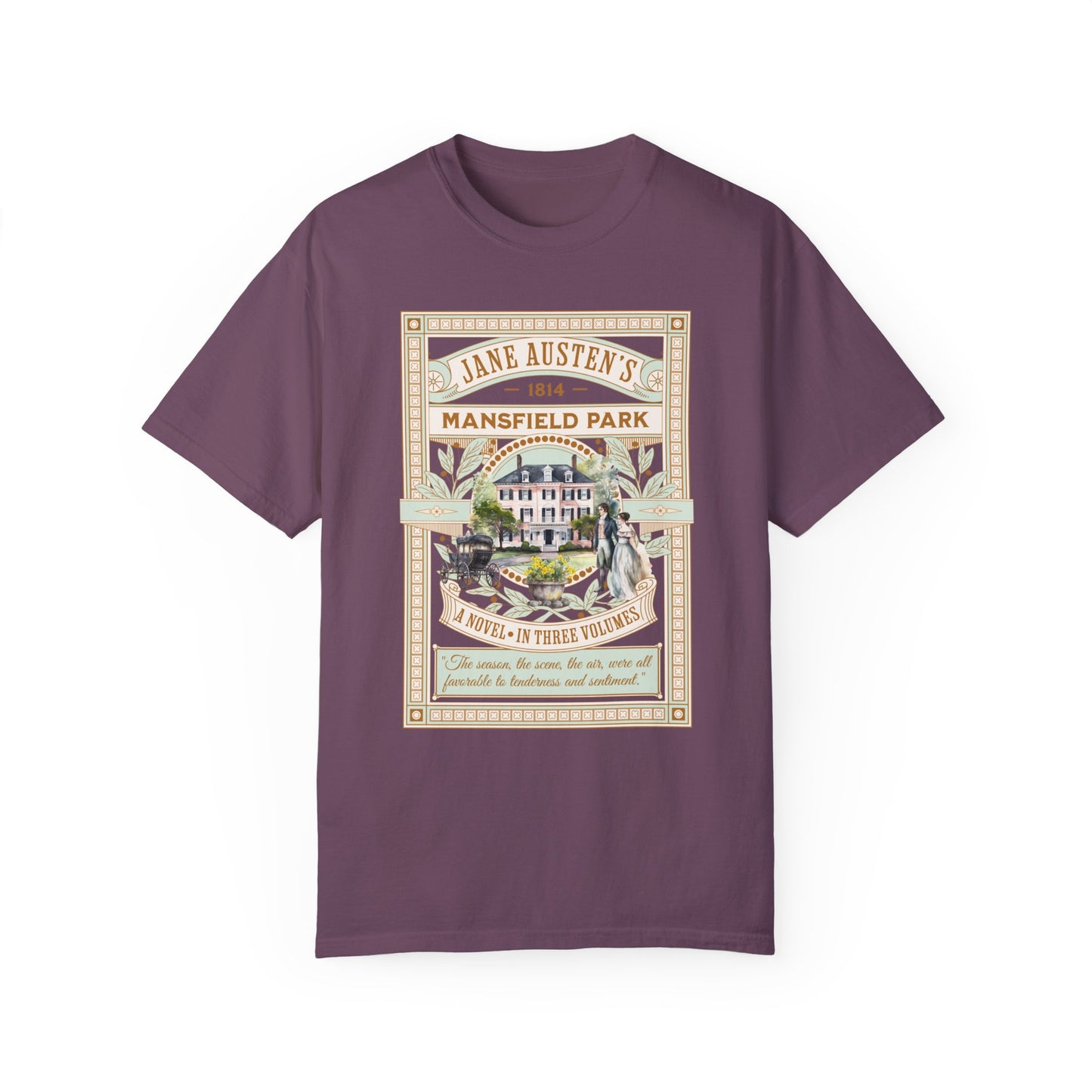 Jane Austen T- Shirt, Mansfield Park Historical Romance Comfort Colors Tee, Bookish Literary Jane Austen Fan Art Gift for Her Bookclub Shirt T-Shirt Printify Berry S