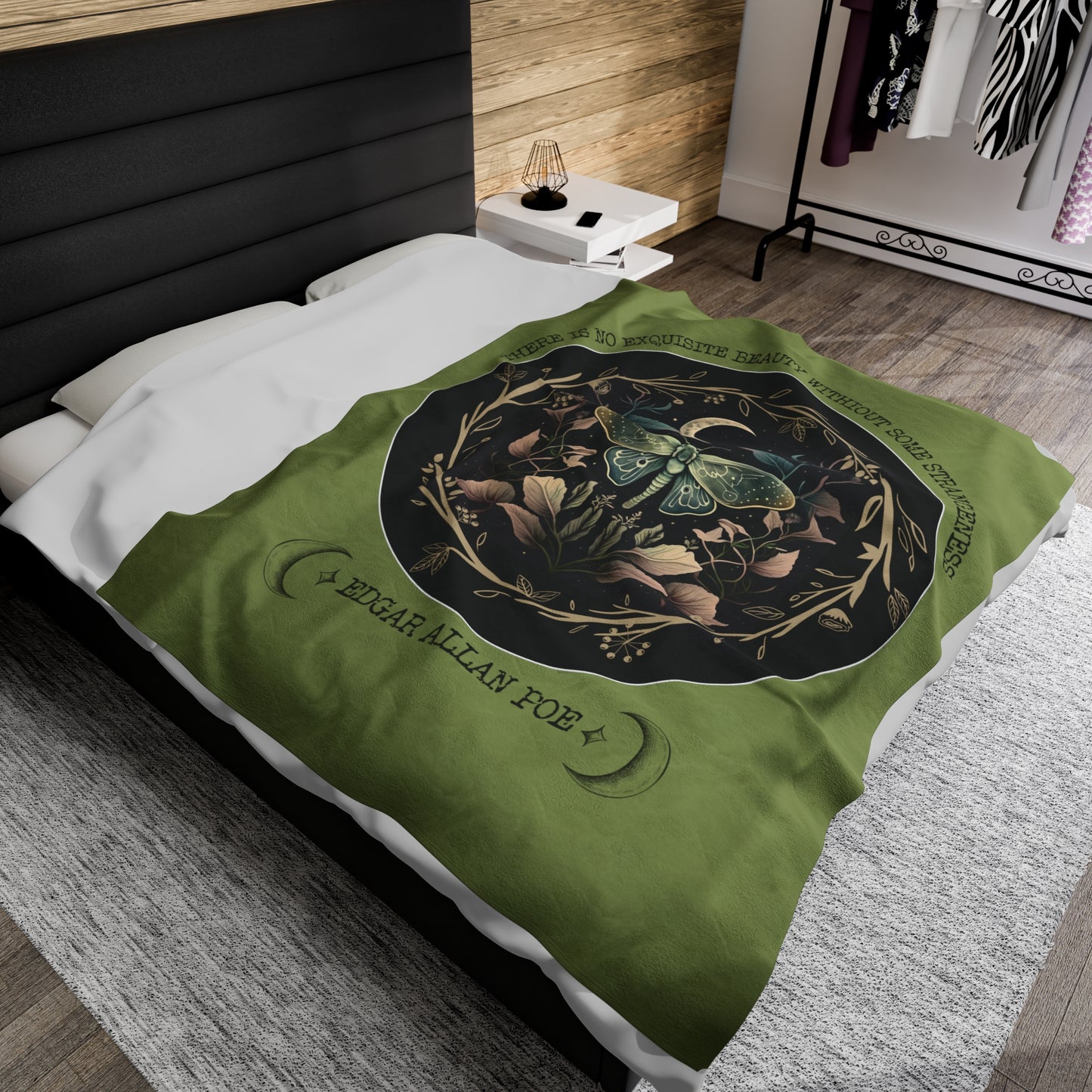 Edgar Allan Poe, Fairycore Nightgarden Throw Blanket, Book Lover Reading Blanket, Gothic Light, Dark Academia, Horror Movie Watching Blanket All Over Prints Printify