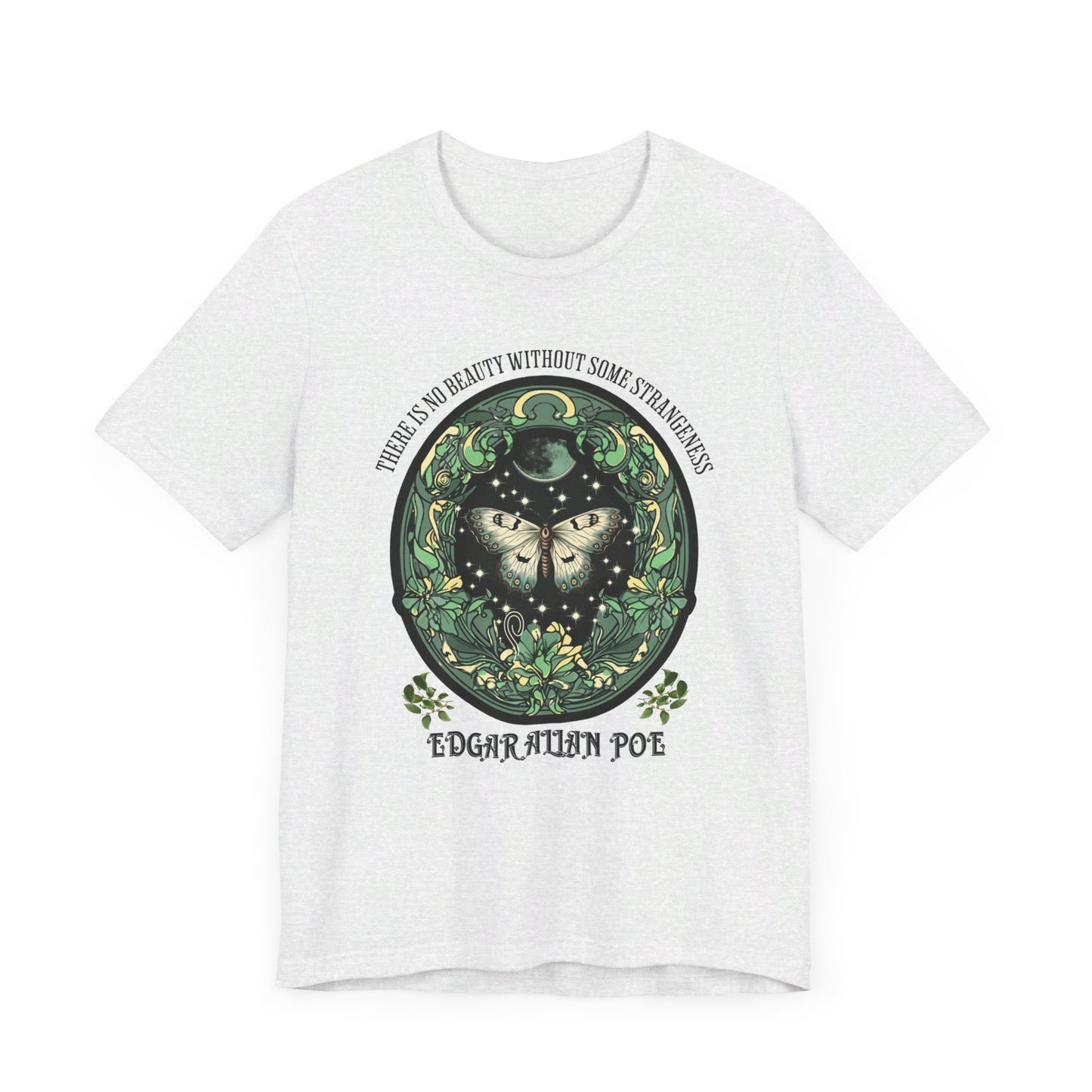 Edgar Allan Poe, Fairycore Night Garden T-Shirt, Book Lover Tee, Haunting Gothic Gift, Light, Dark Academia, Literary Poetry Bookclub Shirt T-Shirt Printify