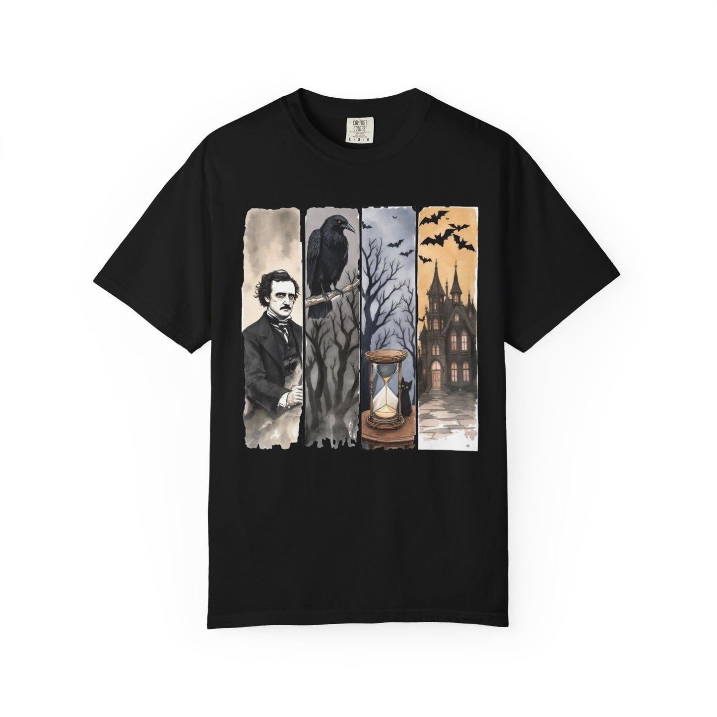 Edgar Allan Poe T-Shirt Gothic Graphic Tee The Raven Nevermore Quote Horror Literature Shirt Dark Academia Aesthetic Halloween Party Gift T-Shirt Printify Black S