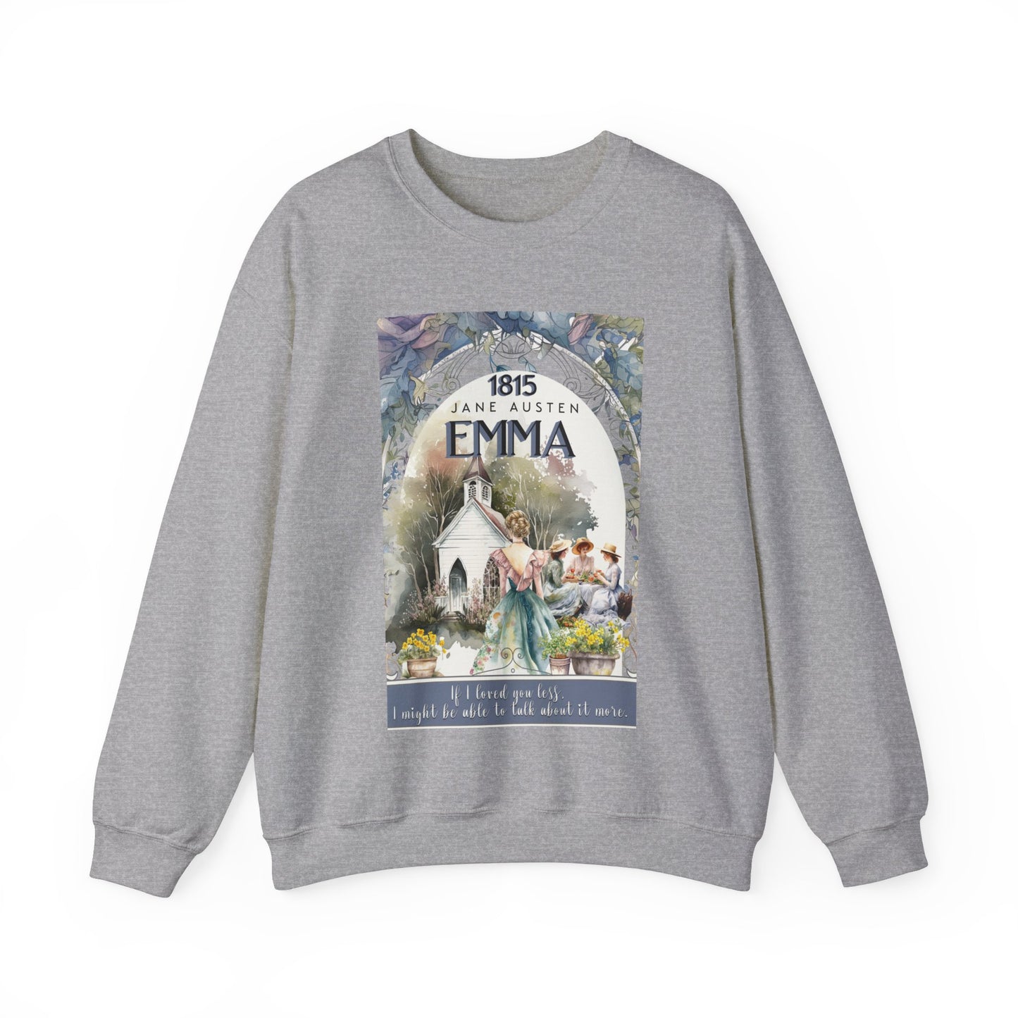 Jane Austen Sweatshirt, Emma Historical Romance Sweater, Bookish Literary Jane Austen Fan Art Gift, Gift for Her, Bookclub Shirt Sweatshirt Printify S Sport Grey