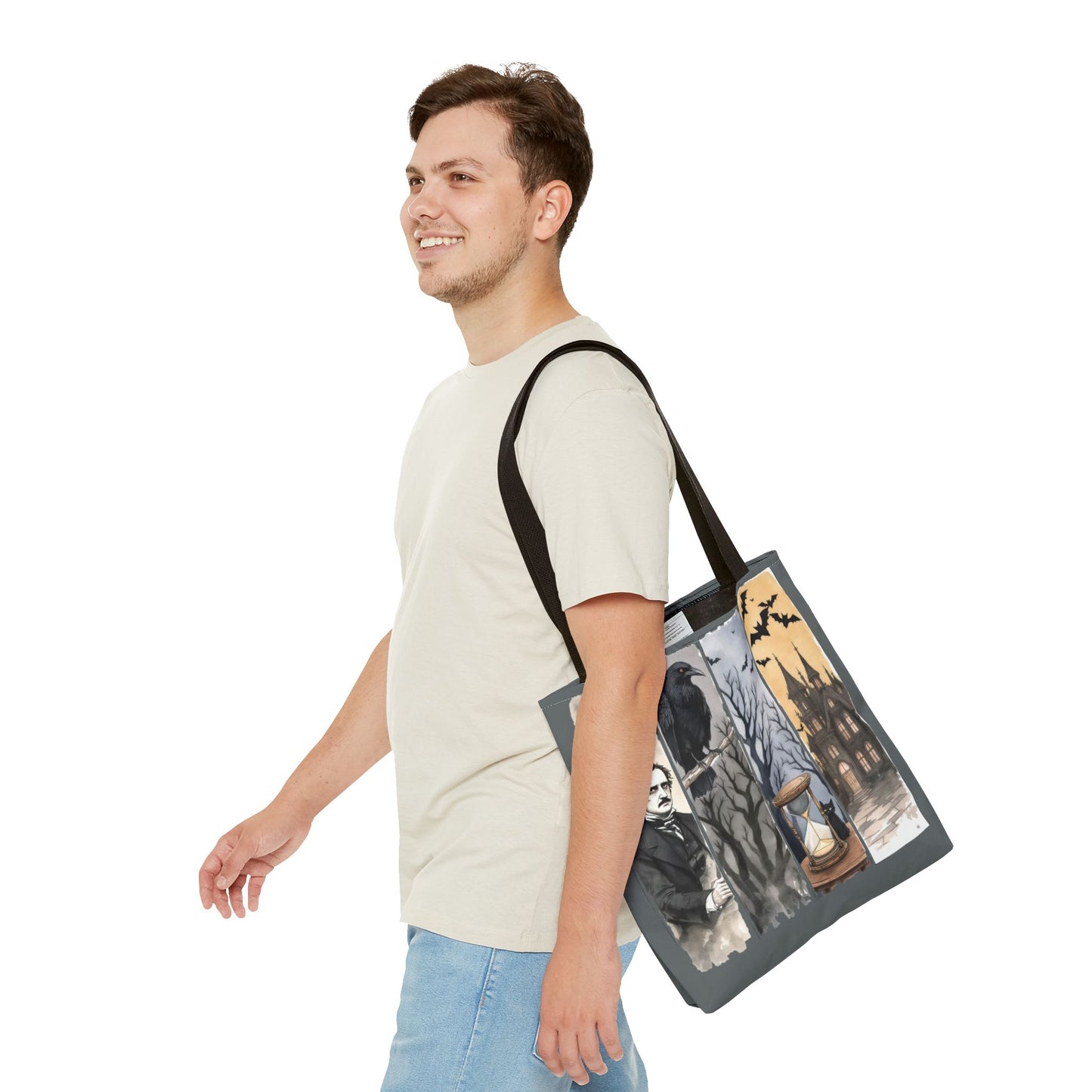 Edgar Allan Poe Tote Bag Gothic Literary Gift for Book Lover Dark Academia Macabre Accessory Halloween Tote Fall School Bag for Poetember Bags Printify