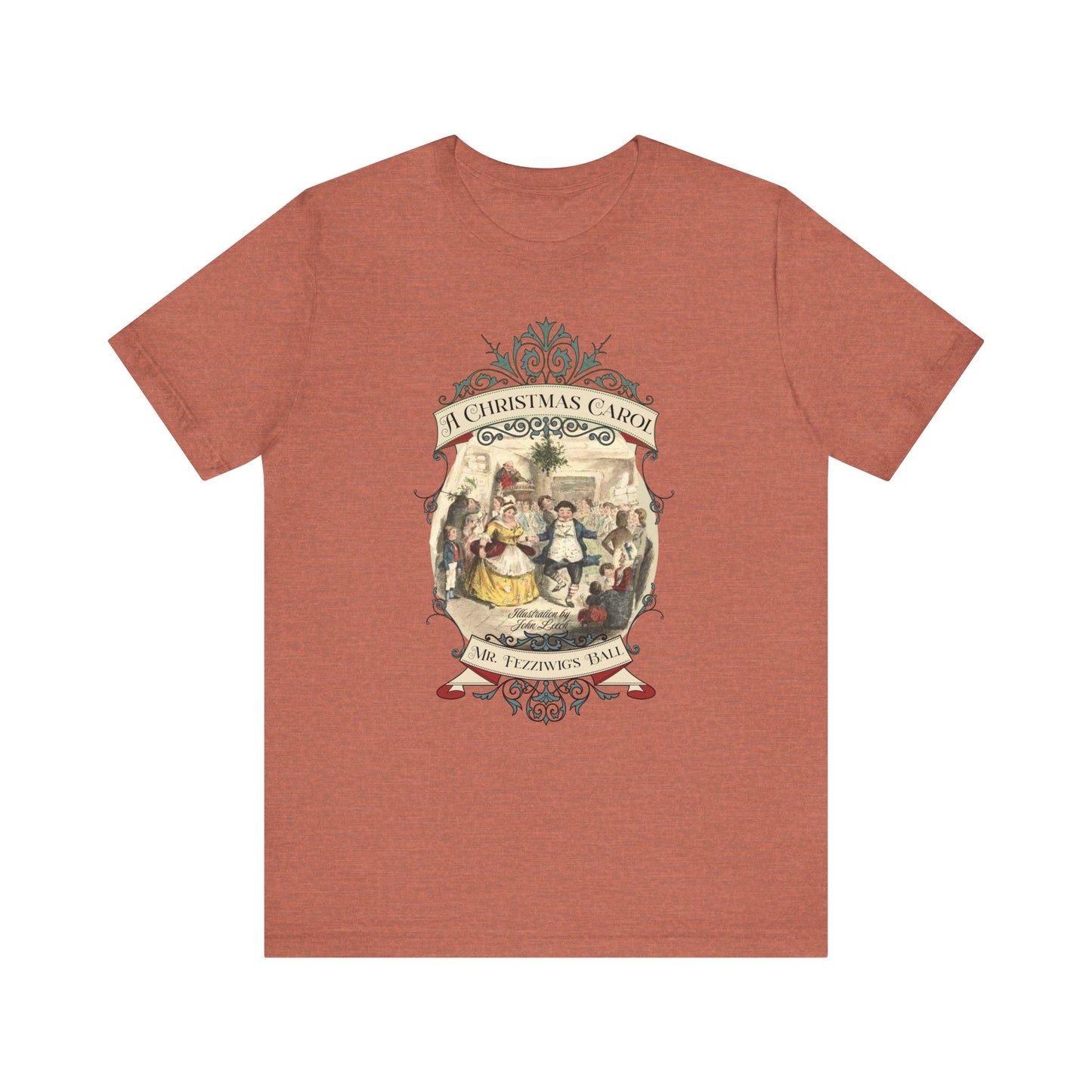 A Christmas Carol TShirt, Vintage Charles Dickens Victorian, Scrooge Fezziwig's Ball, Holiday Tradition X-Mas Movie T-shirt Bookish Christmas T-Shirt Printify Heather Clay XS