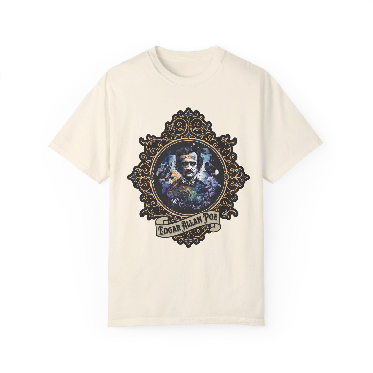Edgar Allan Poe Shirt, Poet, Poetry Lover Tee, Book, Reading Lover Shirt, Halloween, Gothic, Light Academia Gifts, Comfort Colours TShirt T-Shirt Printify Ivory S