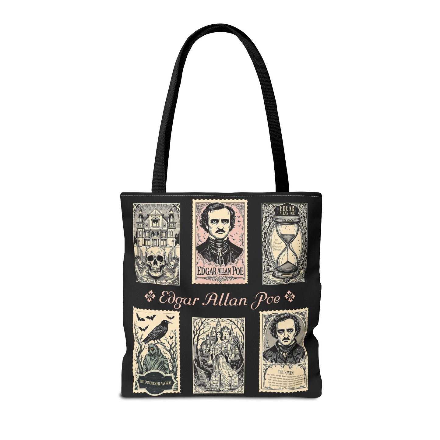 Edgar Allan Poe Tote Bag Gothic Literary Gift for Book Lover Dark Academia Macabre Accessory Halloween Tote Fall School Bag for Poetember Bags Printify
